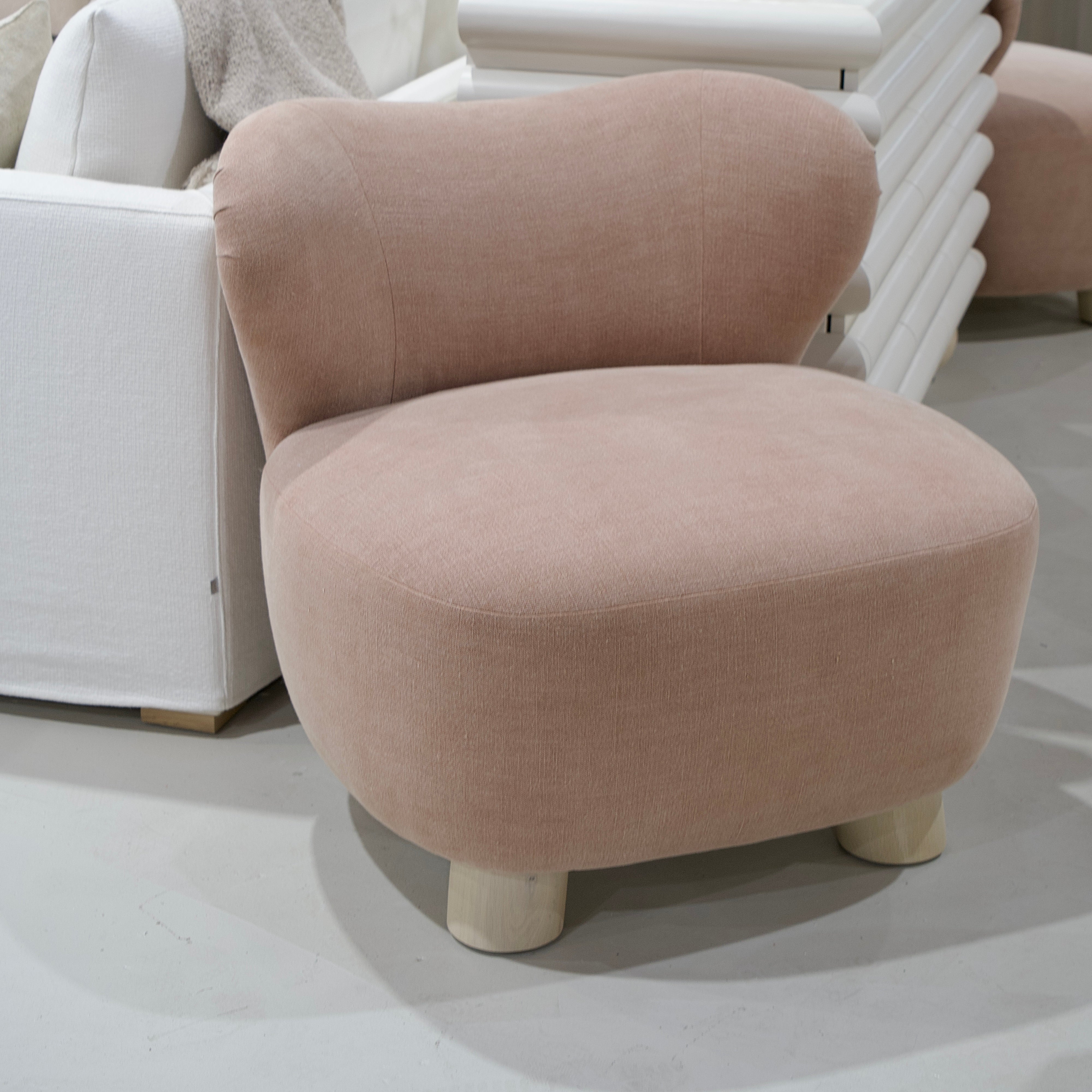 As Shown: 34"L x 35"D x 32"H | Style: Upholstered | Fabric: Granby Clay | Base: Legs | Finish: Sand