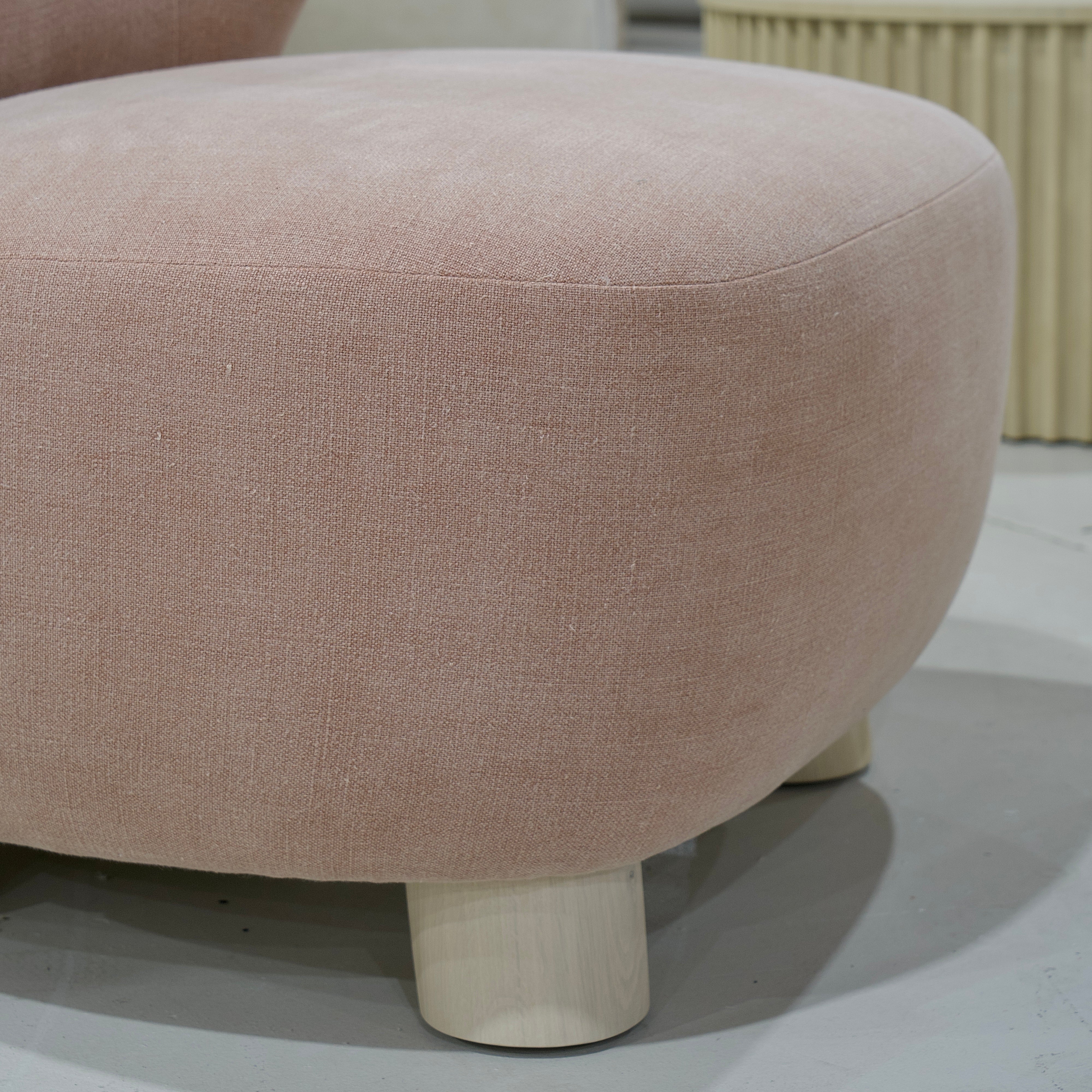 As Shown: 34"L x 35"D x 32"H | Style: Upholstered | Fabric: Granby Clay | Base: Legs | Finish: Sand