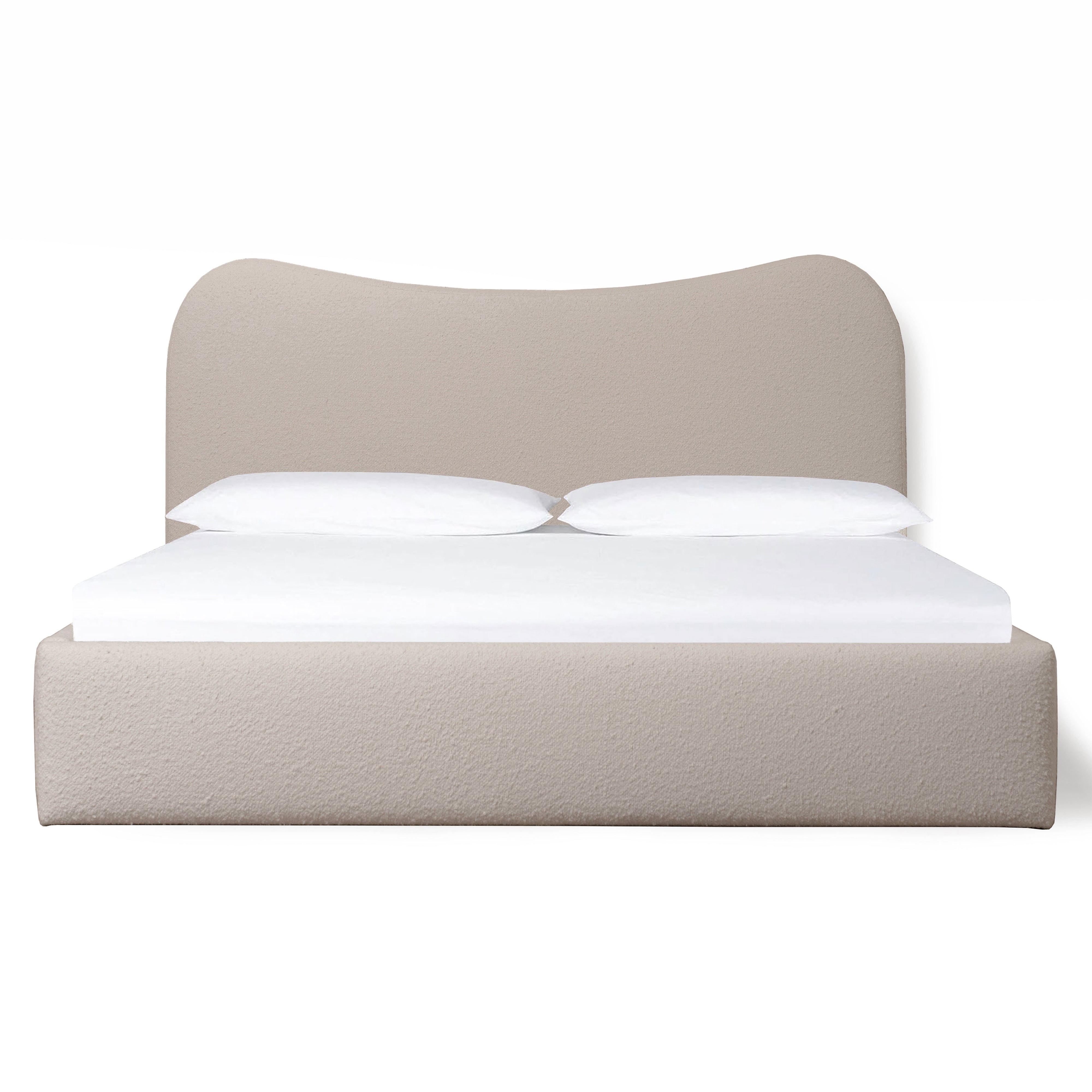 As Shown: King | Style: Upholstered | Fabric: Berber Taupe | Finish: N/A