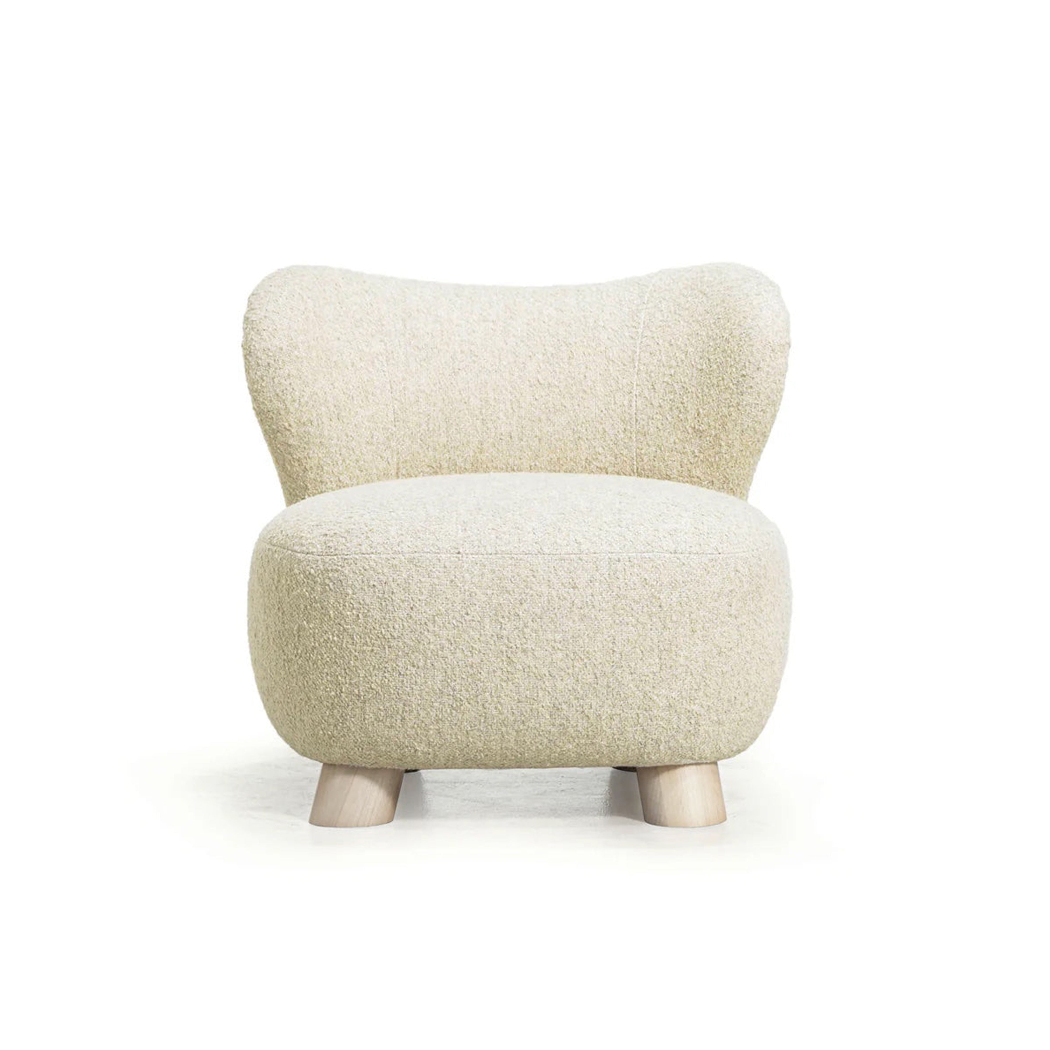 As Shown: 34"L x 35"D x 32"H | Style: Upholstered | Fabric: Berber Natural | Base: Legs | Finish: Sand