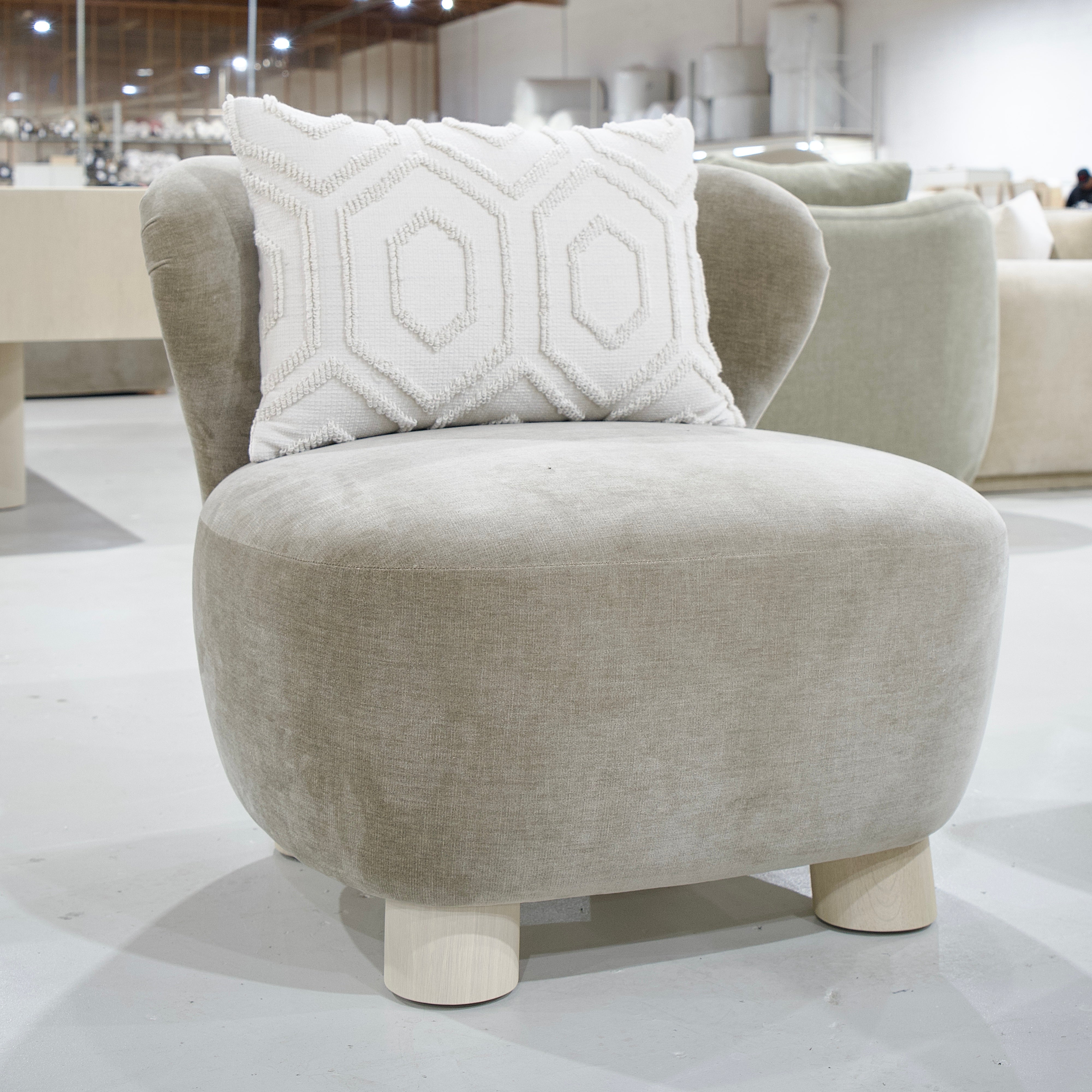 As Shown: 34"L x 35"D x 32"H | Style: Upholstered | Fabric: Canyon Chestnut | Base: Legs | Finish: Sand