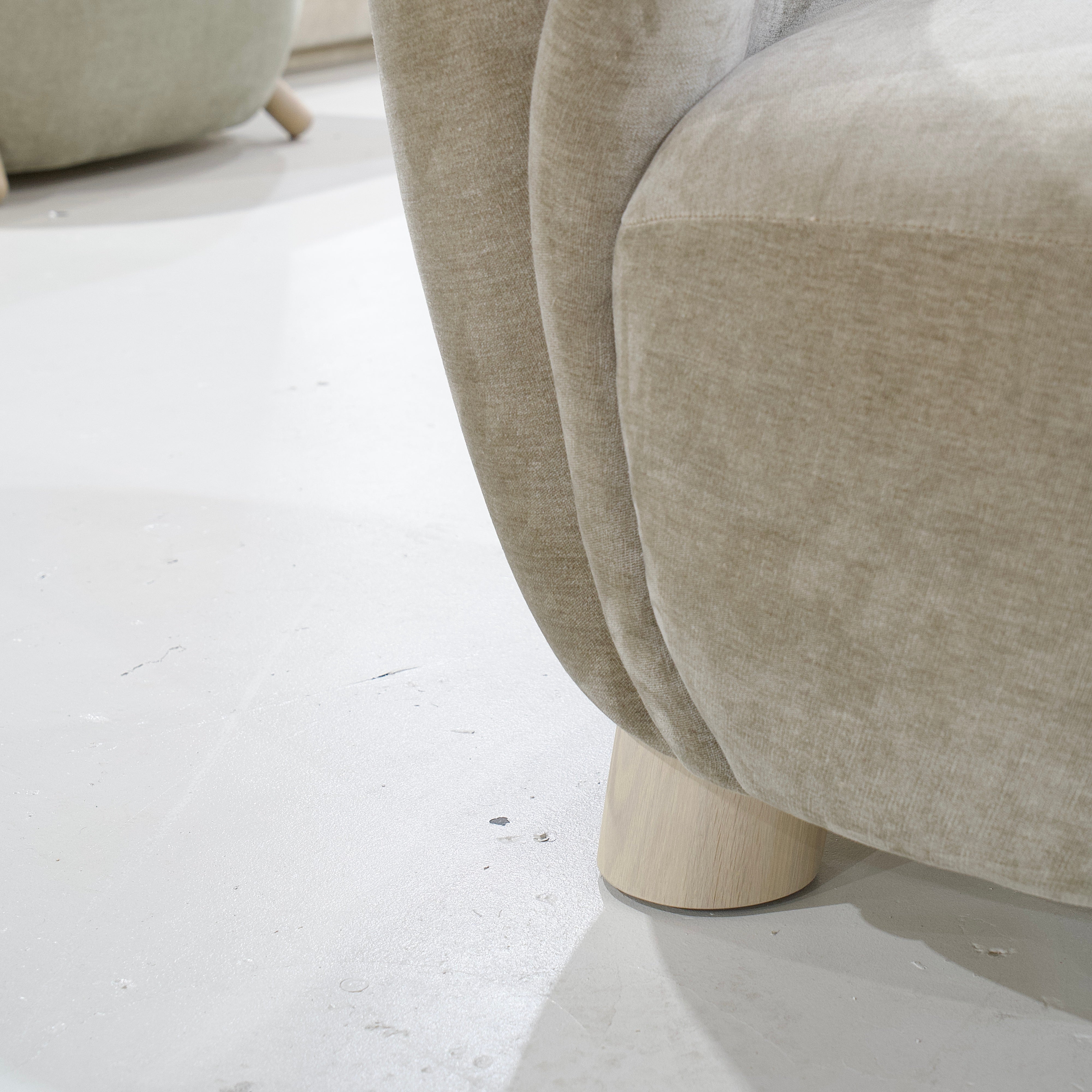 As Shown: 34"L x 35"D x 32"H | Style: Upholstered | Fabric: Canyon Chestnut | Base: Legs | Finish: Sand