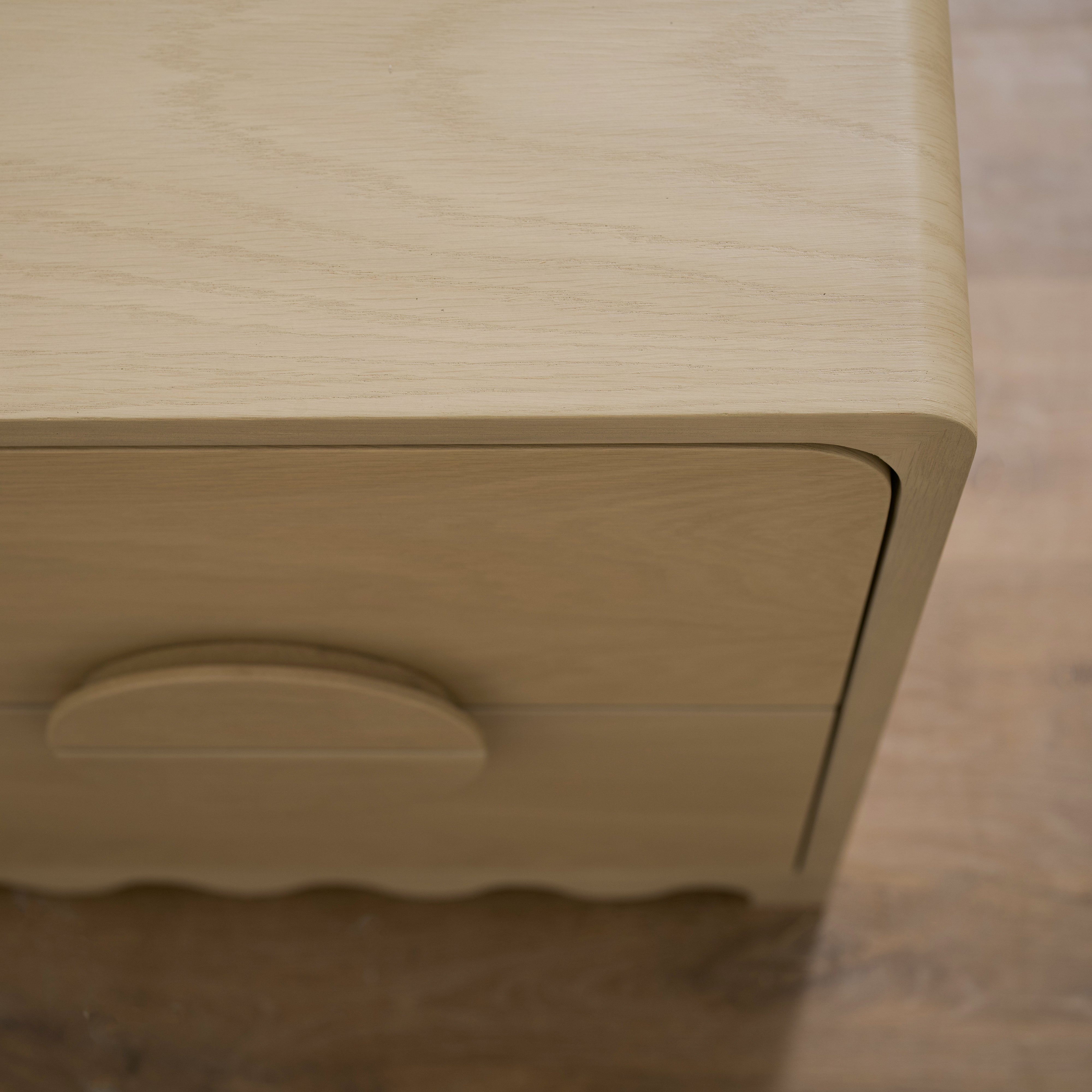 As Shown: 20"L x 18"D x 23"H | Material: Solid Oak | Finish: Natural