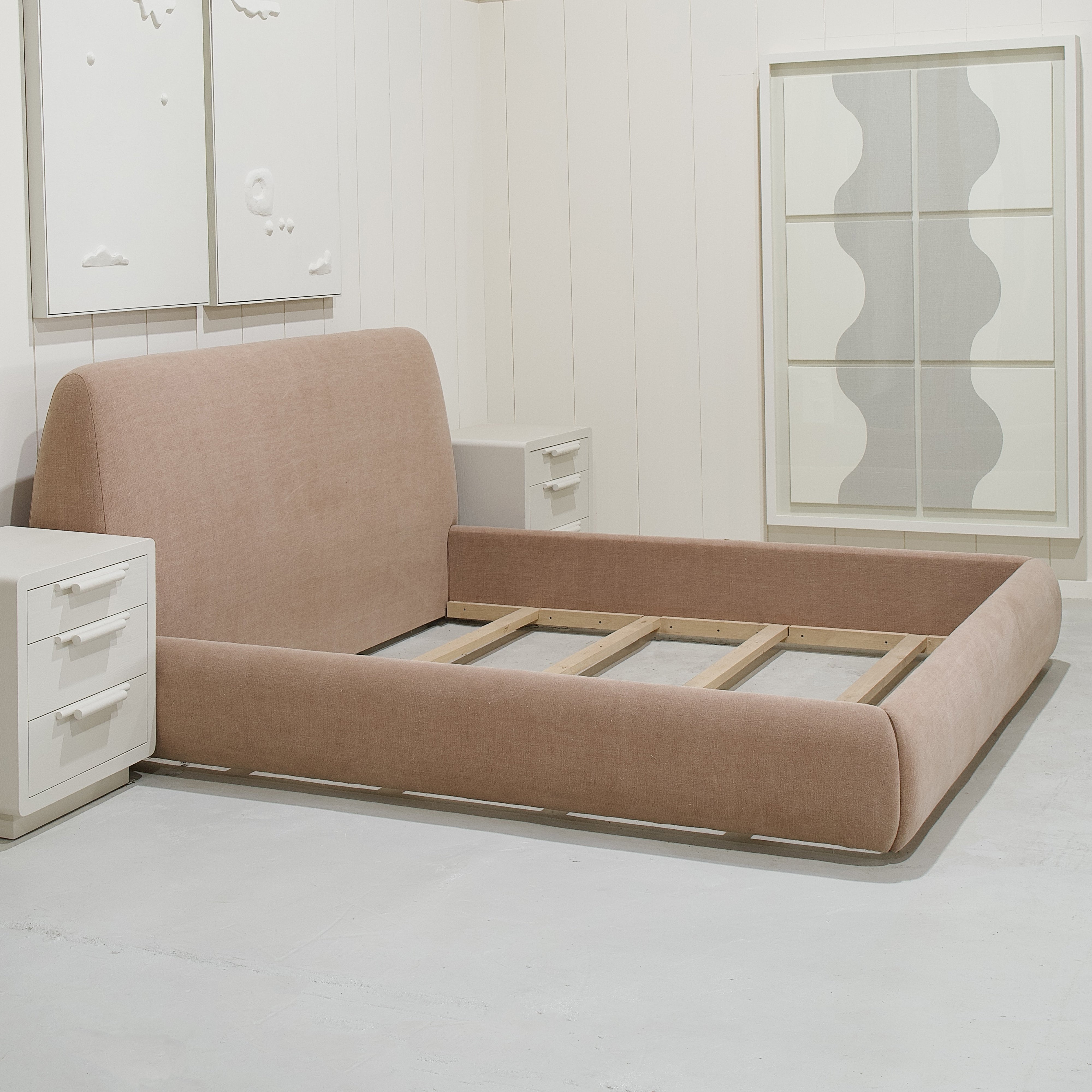 As Shown: King | Style: Upholstered | Fabric: Granby Clay | Finish: N/A