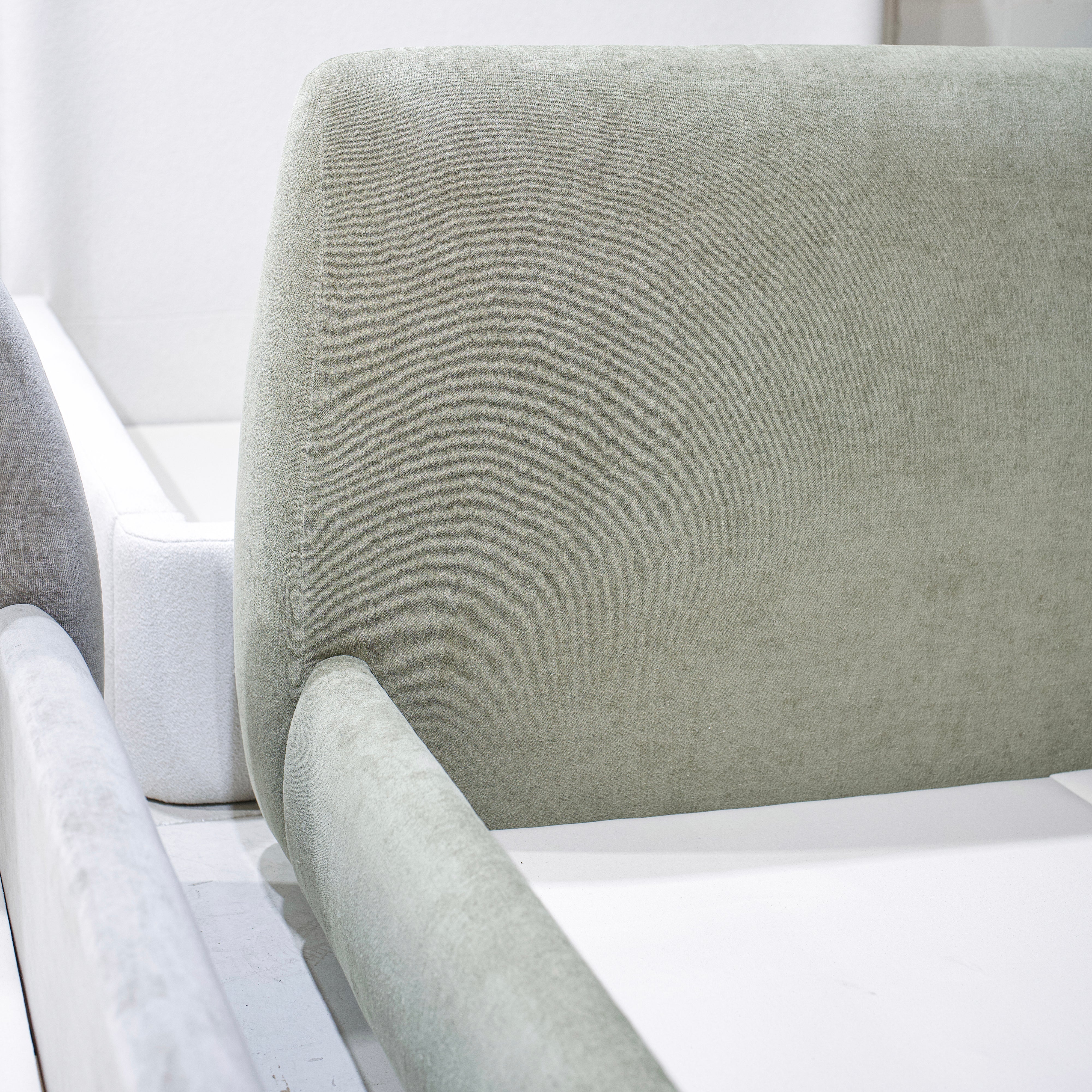 As Shown: King | Style: Upholstered | Fabric: Bellamy Moss | Finish: N/A