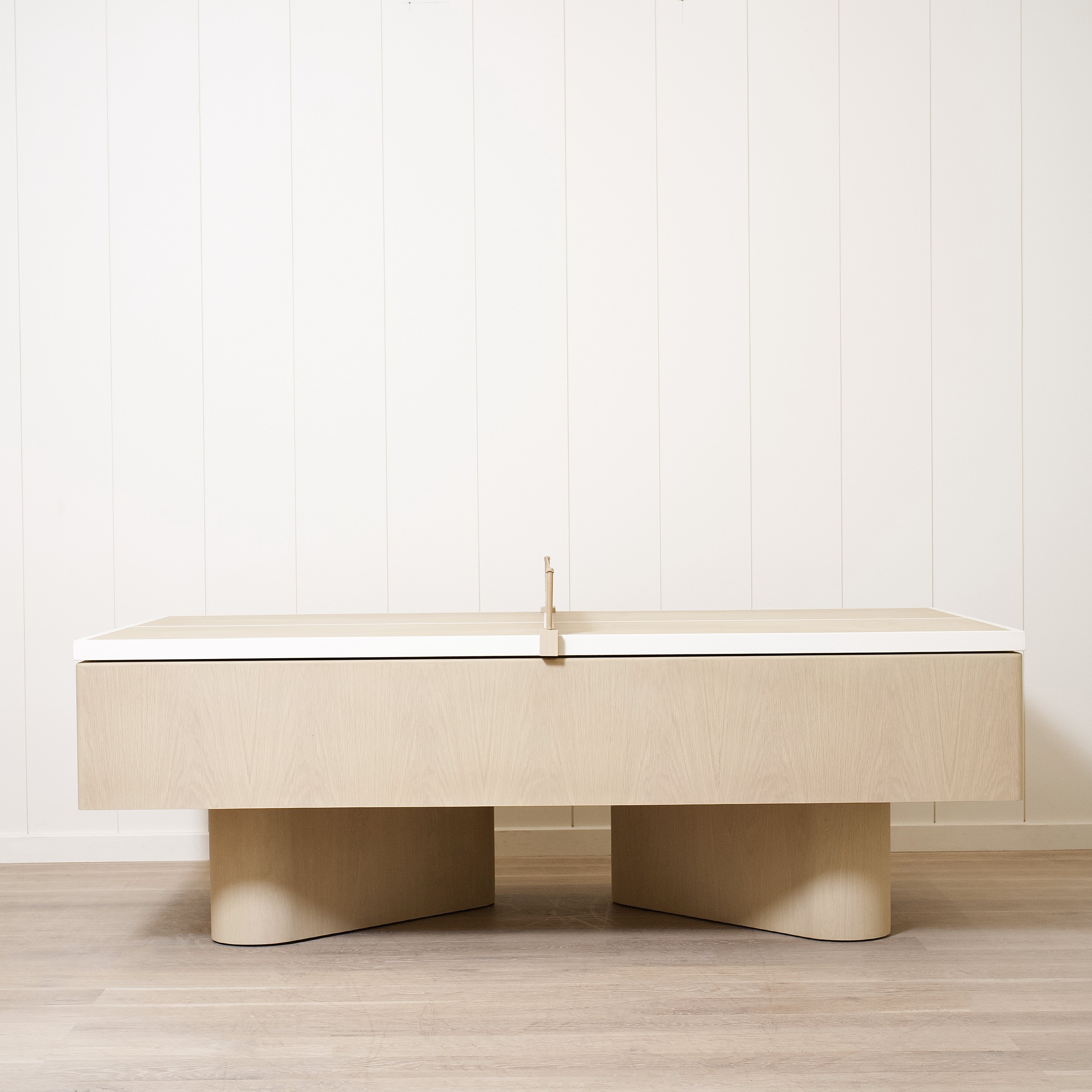 As Shown: 84”L x 65”D x 32.5”H | Finish: Sand & Figueroa lines