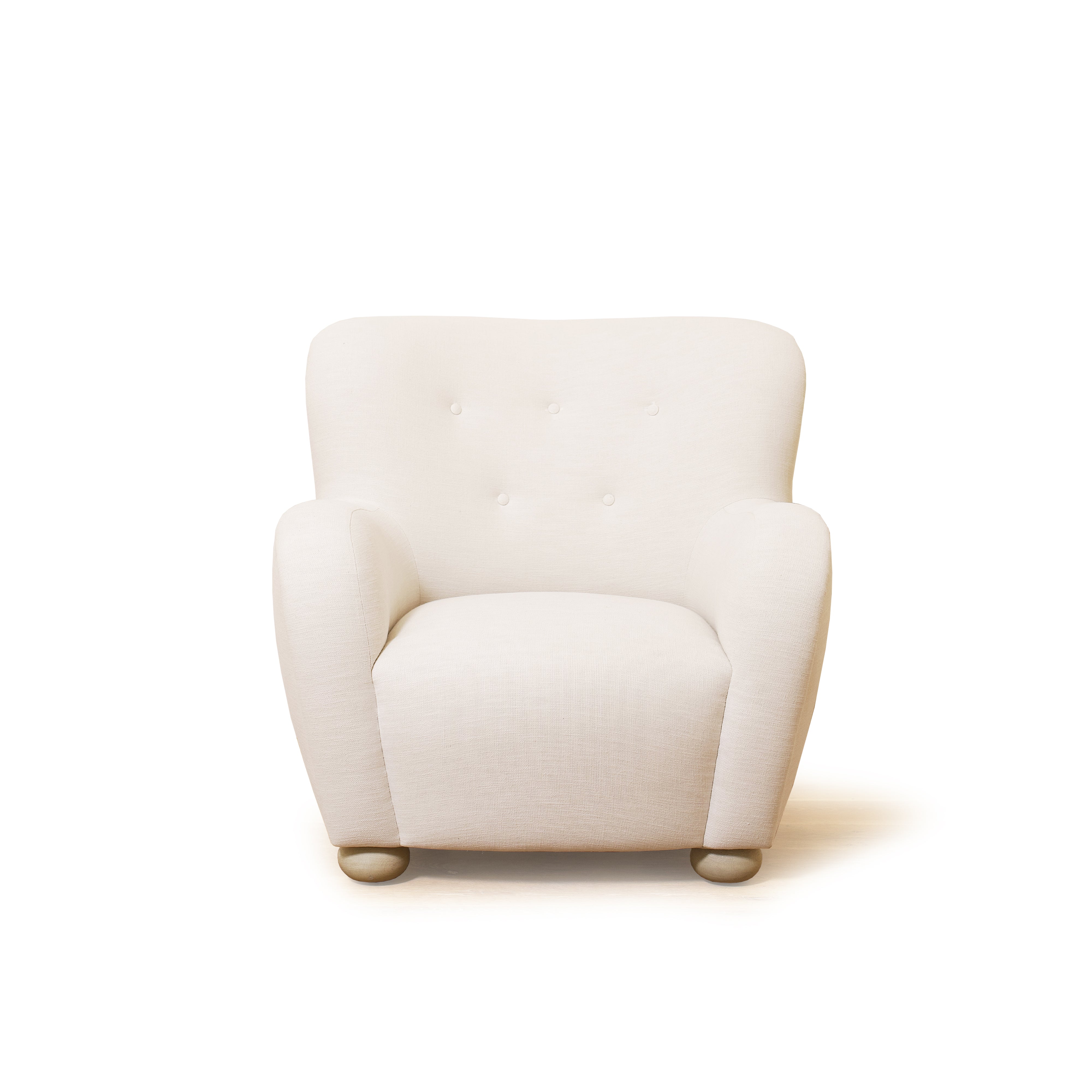 As shown upholstered in Vail Oyster, legs in Sand finish