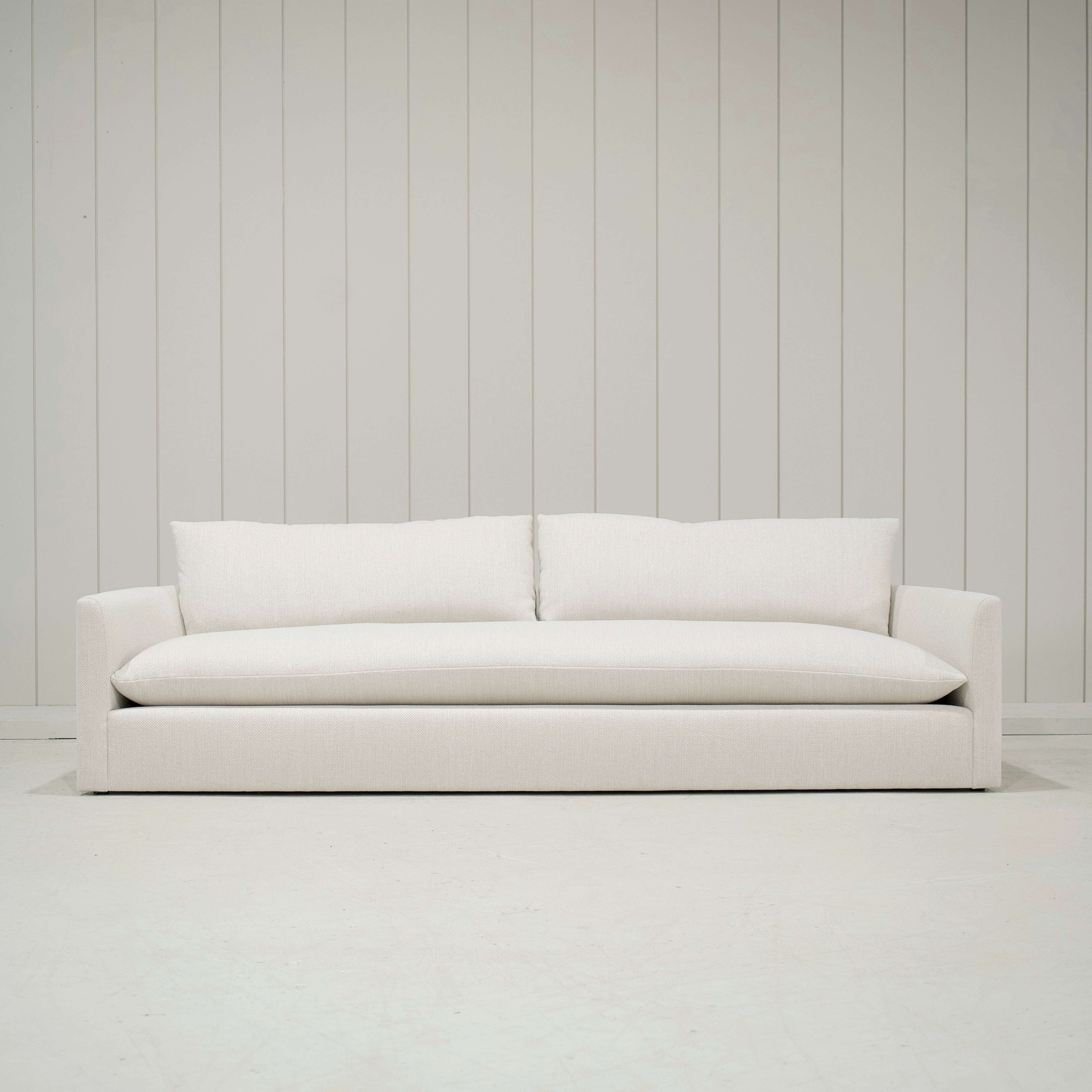 As Shown: Upholstered in Julian Crisp with a 2 over 1 Cushion Configuration