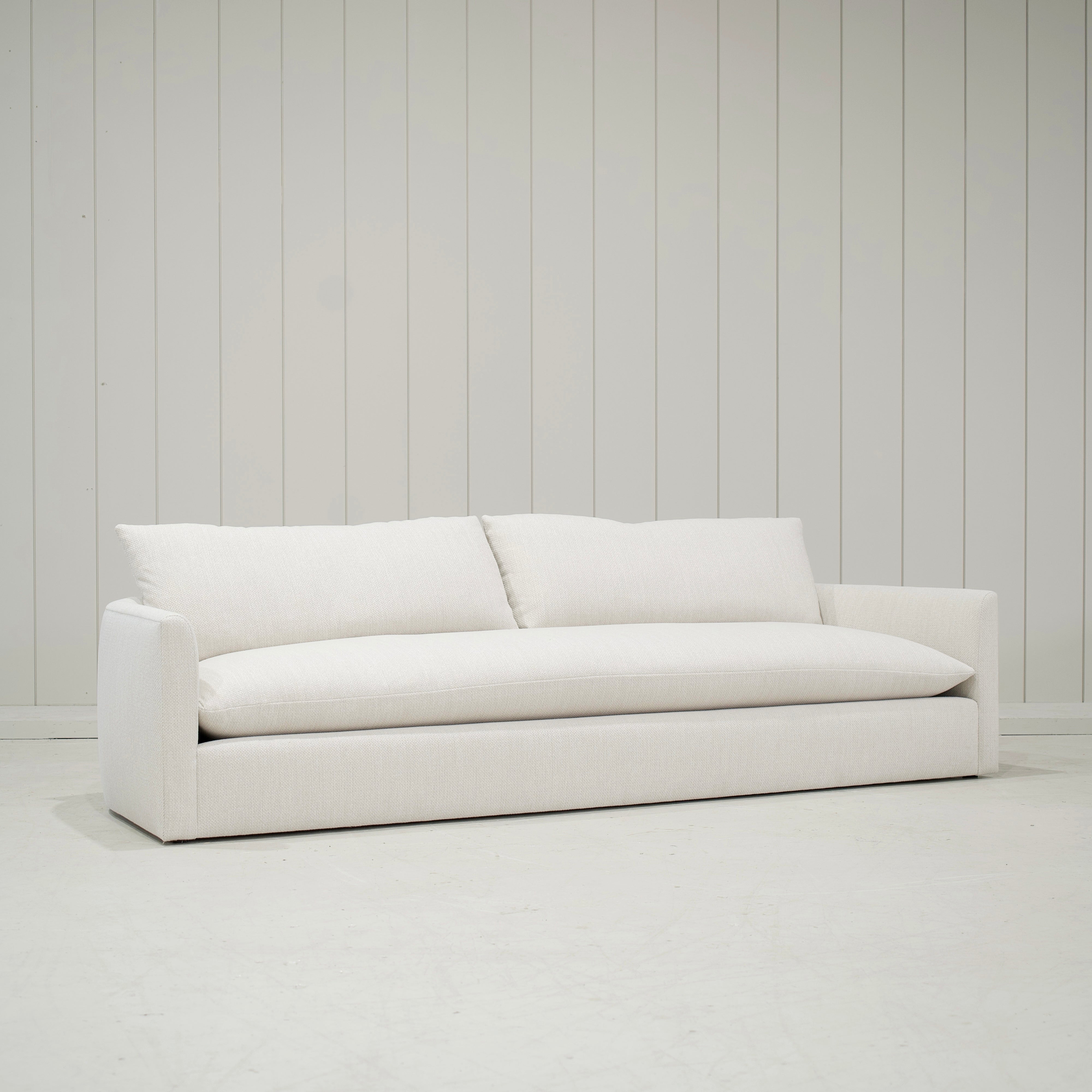 As Shown: Upholstered in Julian Crisp with a 2 over 1 Cushion Configuration
