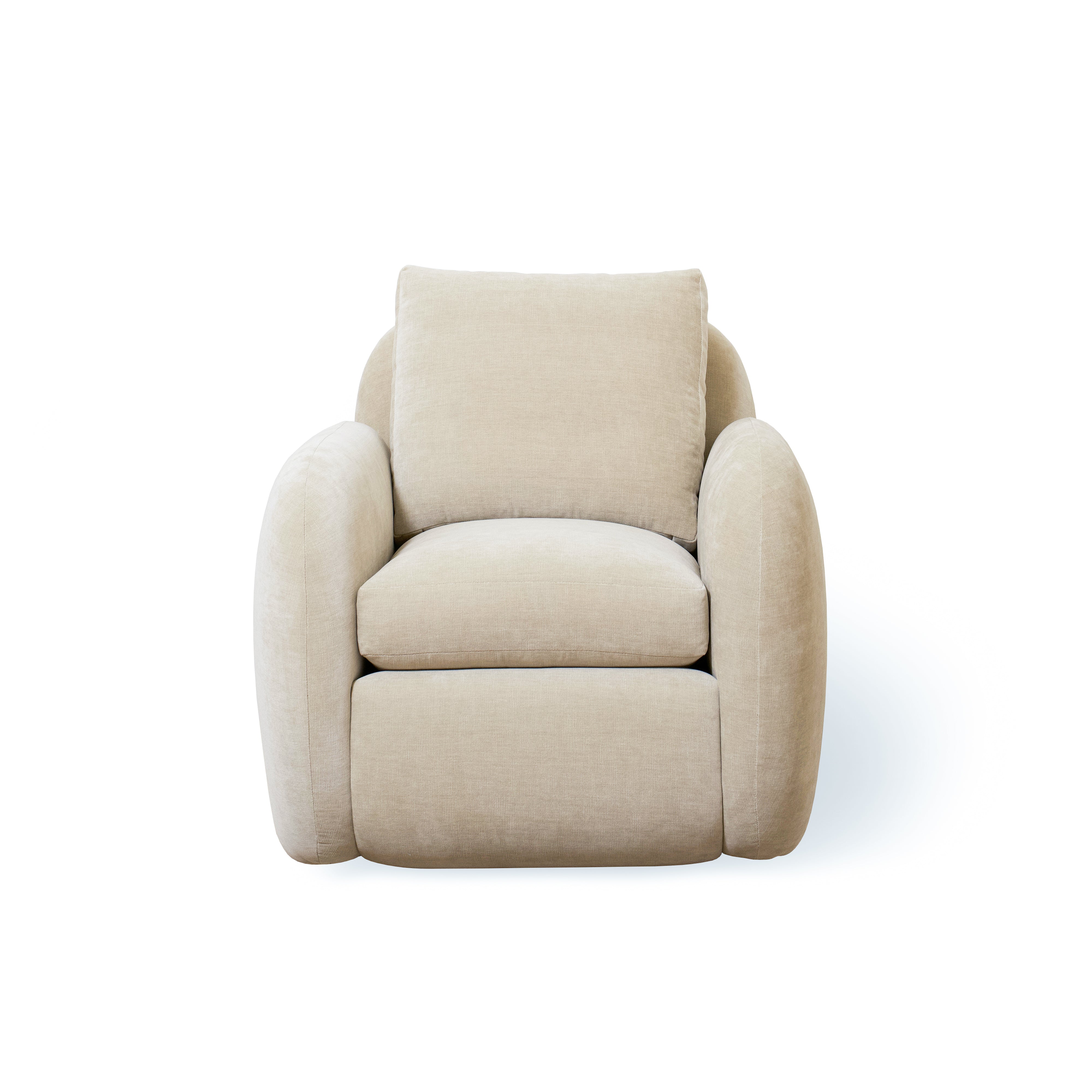 As Shown Upholstered in Canyon Sand, Swivel