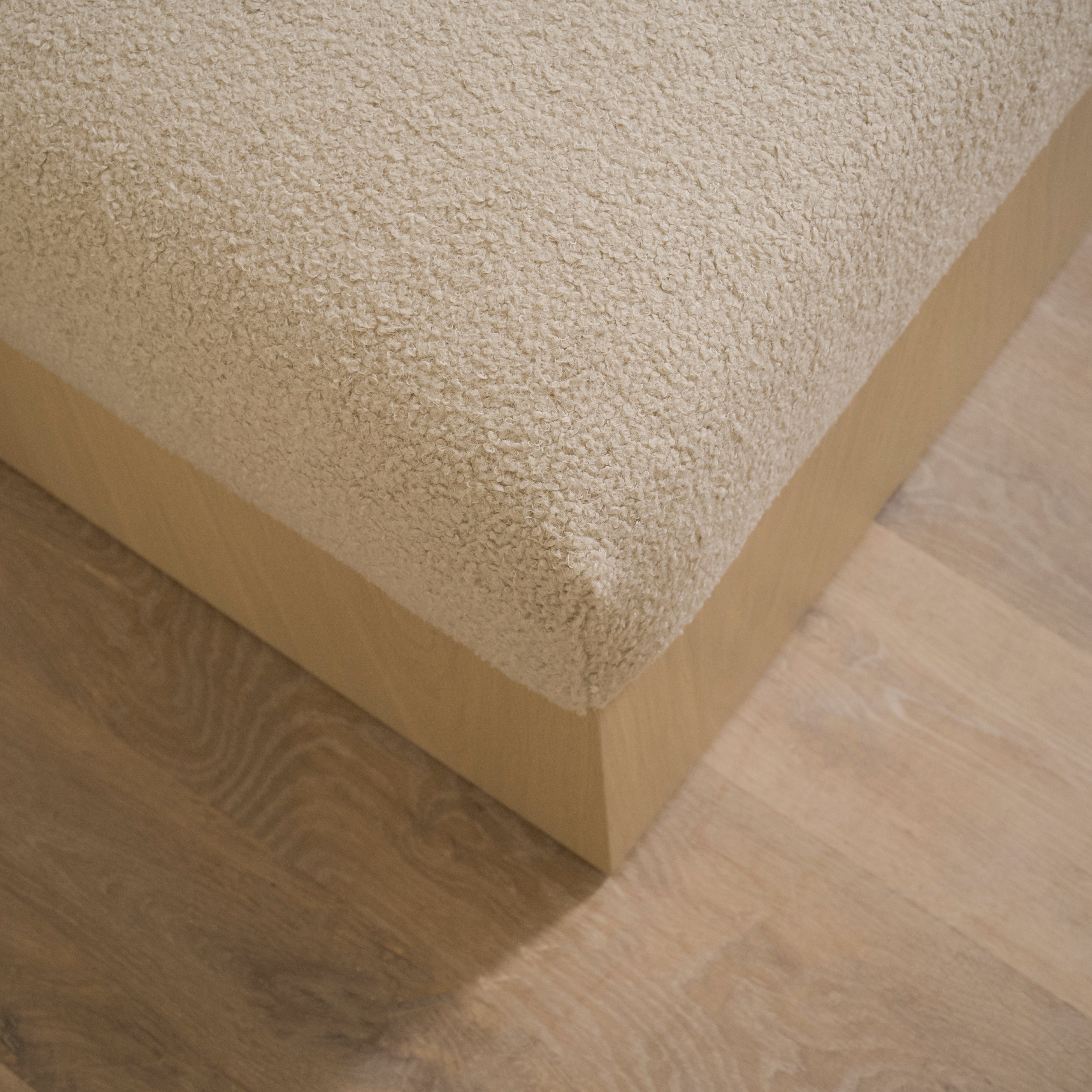 As Shown: 21"L x 21"D x 18"H | Fabric: Peak Taupe | Material: Solid & Engineered Oak | Finish: Sand