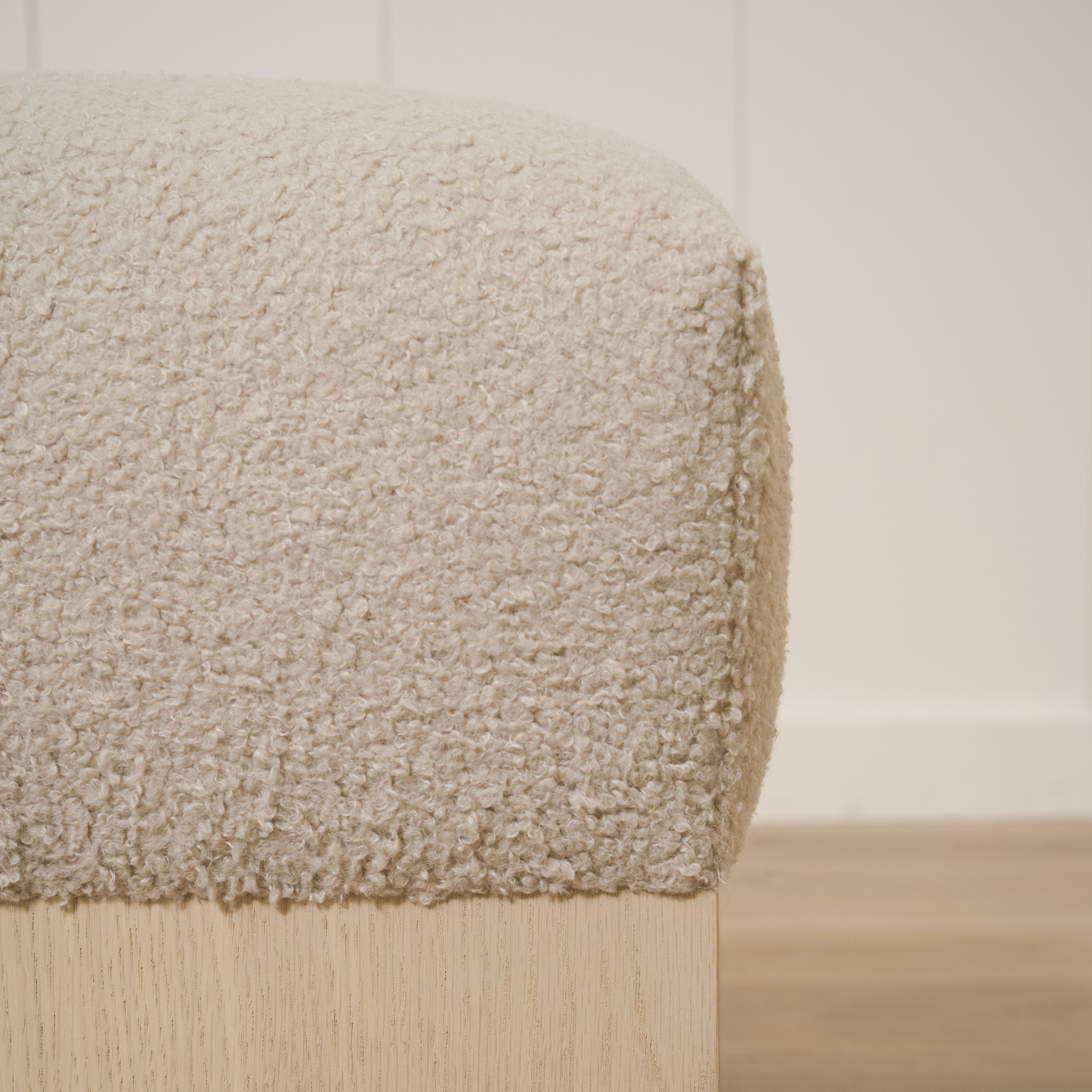 As Shown: 21"L x 21"D x 18"H | Fabric: Peak Taupe | Material: Solid & Engineered Oak | Finish: Sand