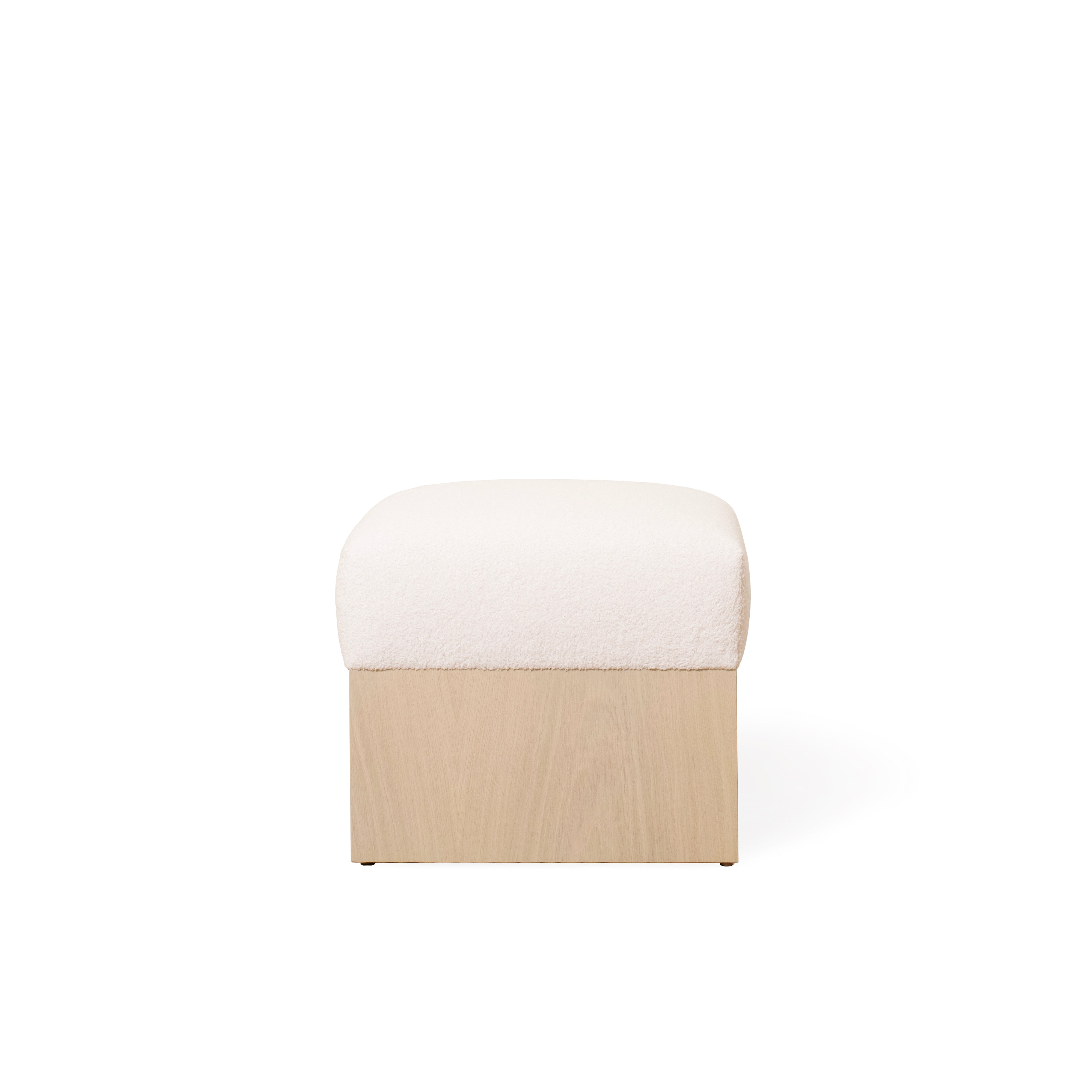 As Shown: 21"L x 21"D x 18"H | Fabric: Peak White | Material: Solid & Engineered Oak | Finish: Sand