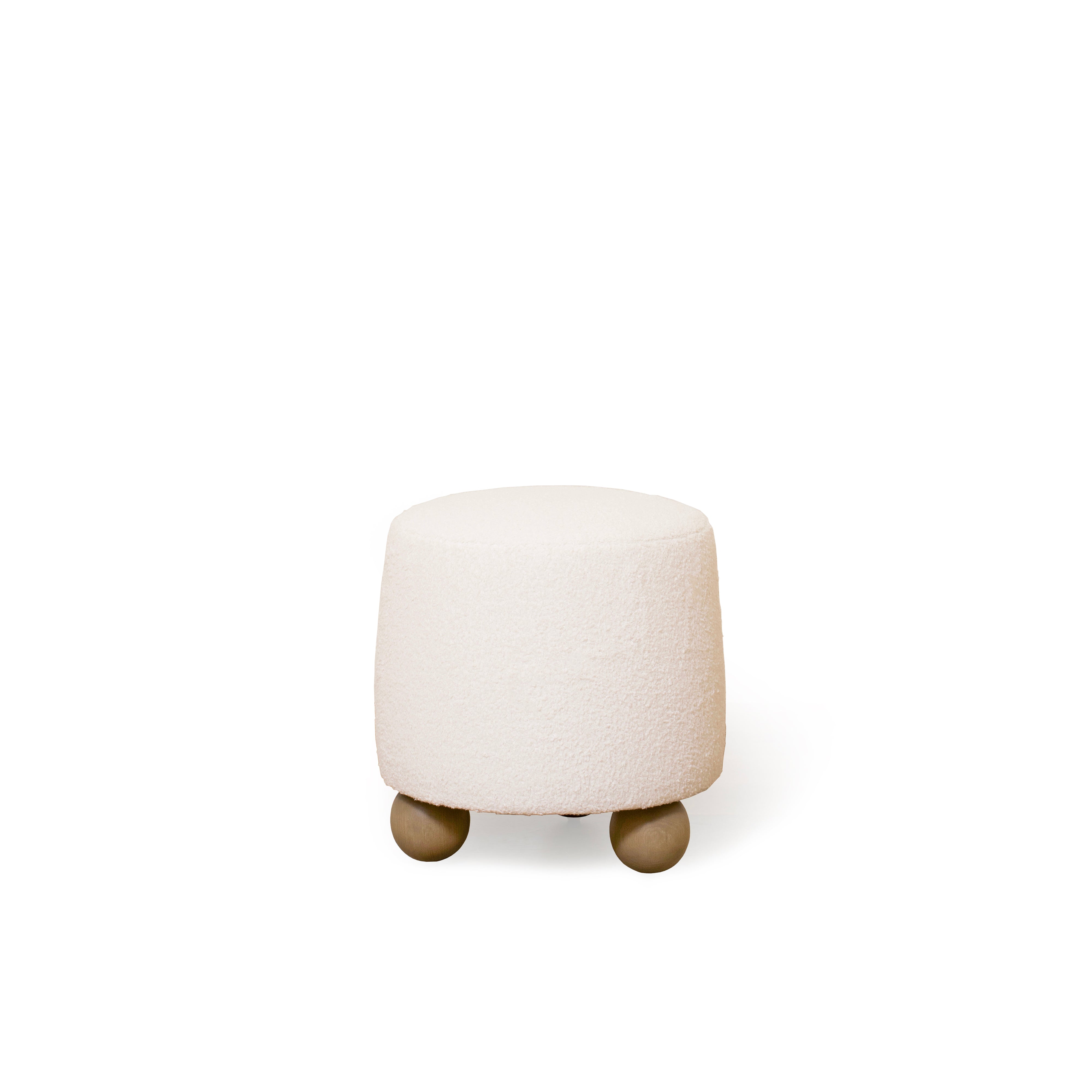 As Shown: 17"Dia x 18"H | Fabric: Peak White | Material: Solid & Engineered Oak | Finish: Hazel