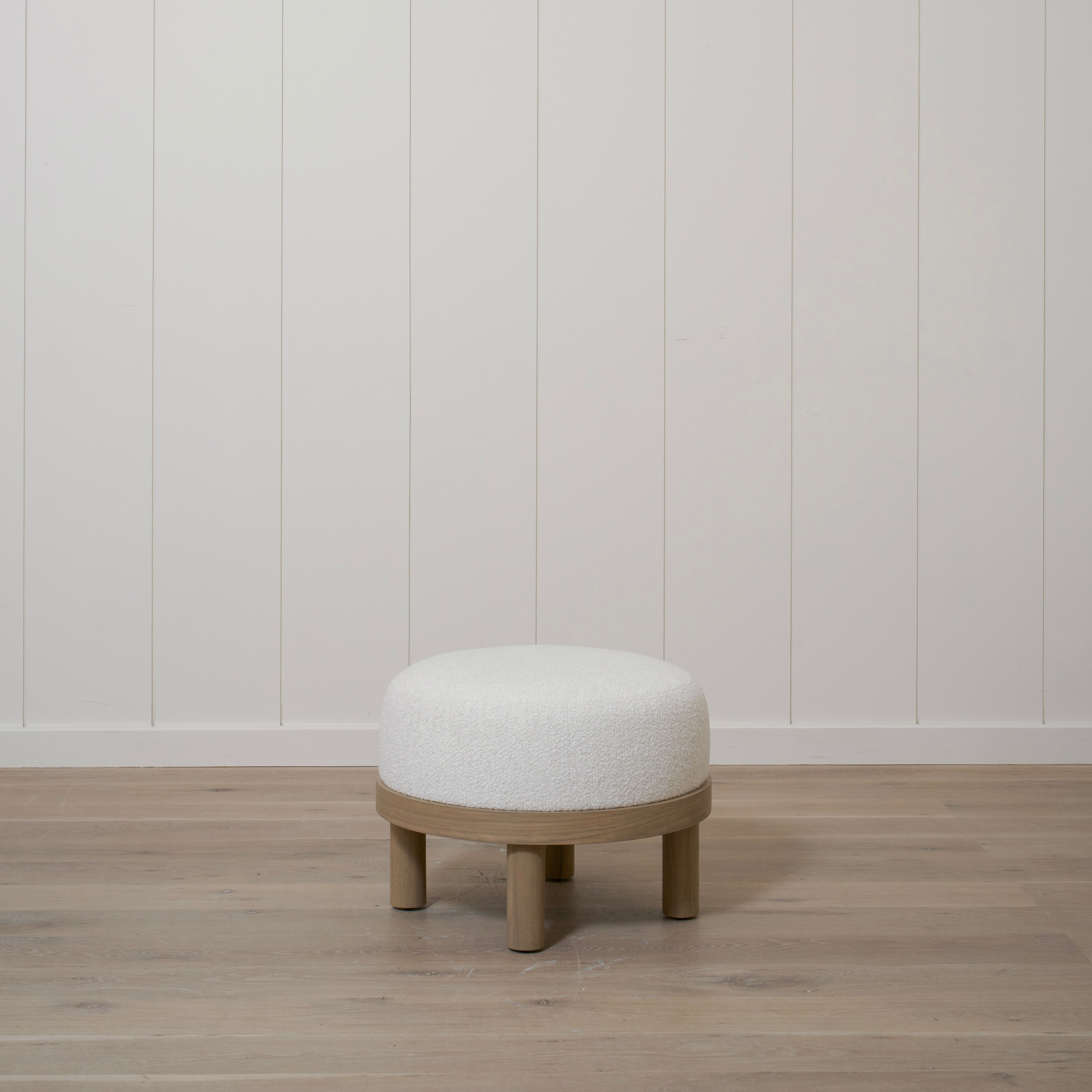 As Shown: 23"Dia x 17"H | Fabric: Sonoma Ivory | Material: Solid & Engineered Oak | Finish: Hazel