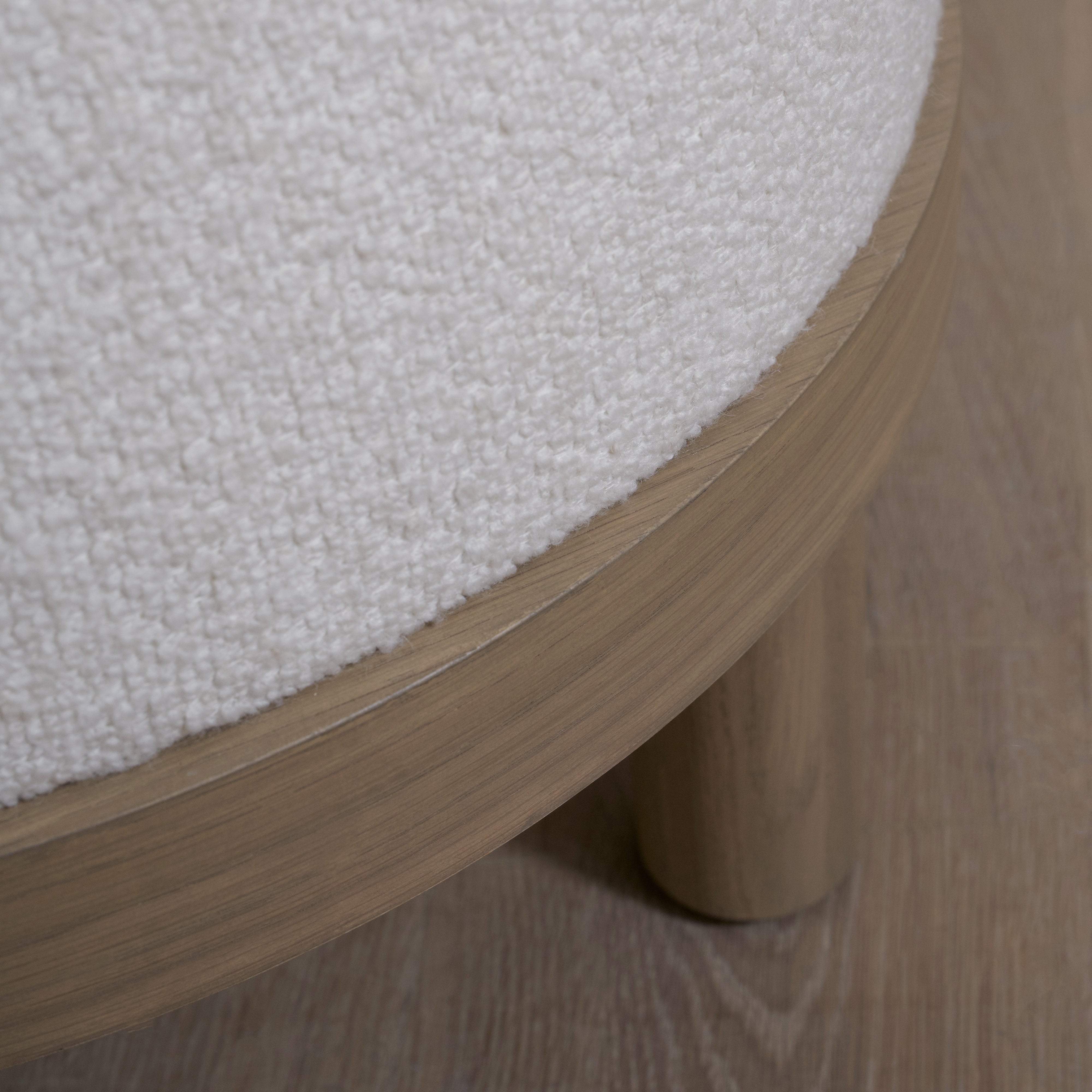As Shown: 23"Dia x 17"H | Fabric: Sonoma Ivory | Material: Solid & Engineered Oak | Finish: Hazel