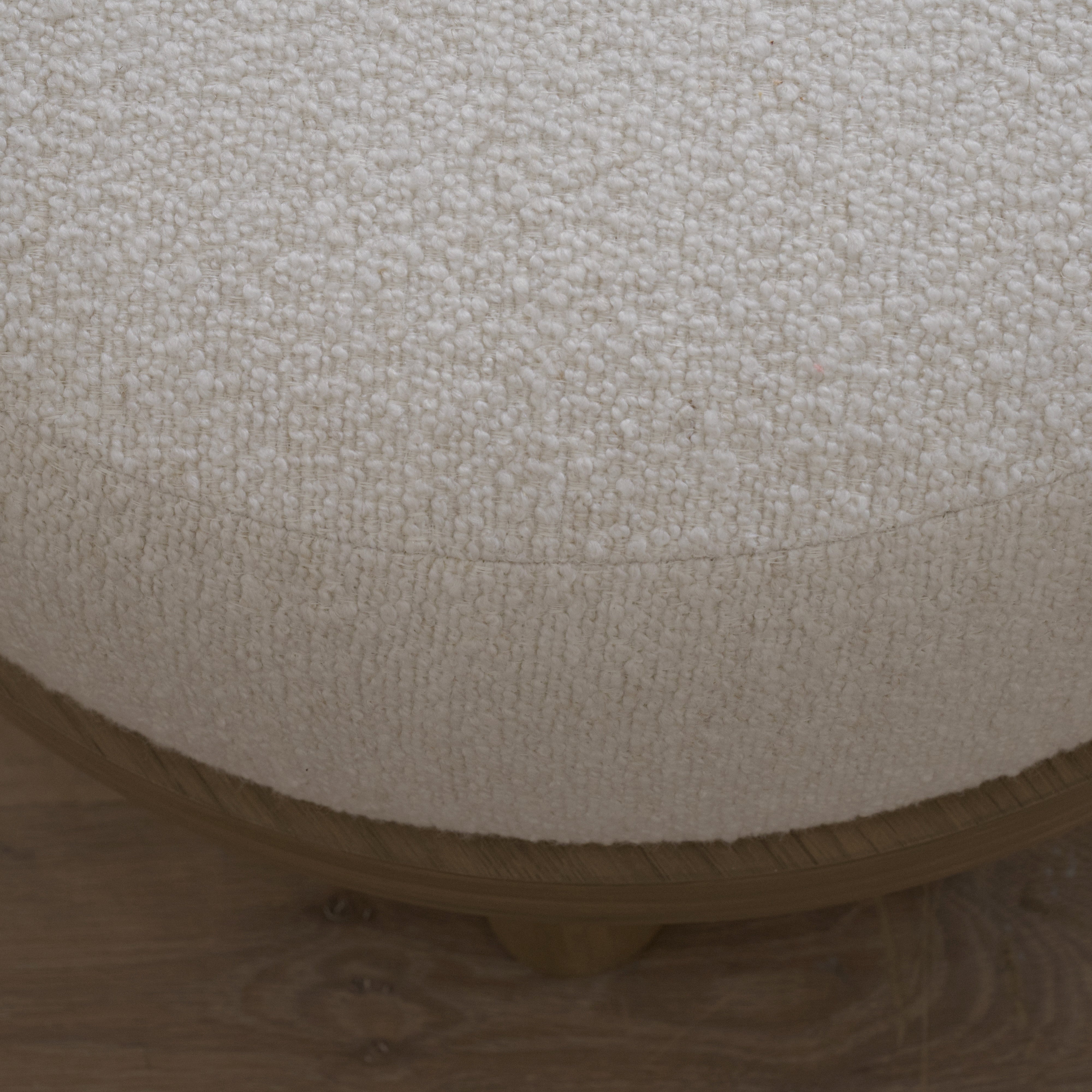 As Shown: 23"Dia x 17"H | Fabric: Sonoma Ivory | Material: Solid & Engineered Oak | Finish: Hazel