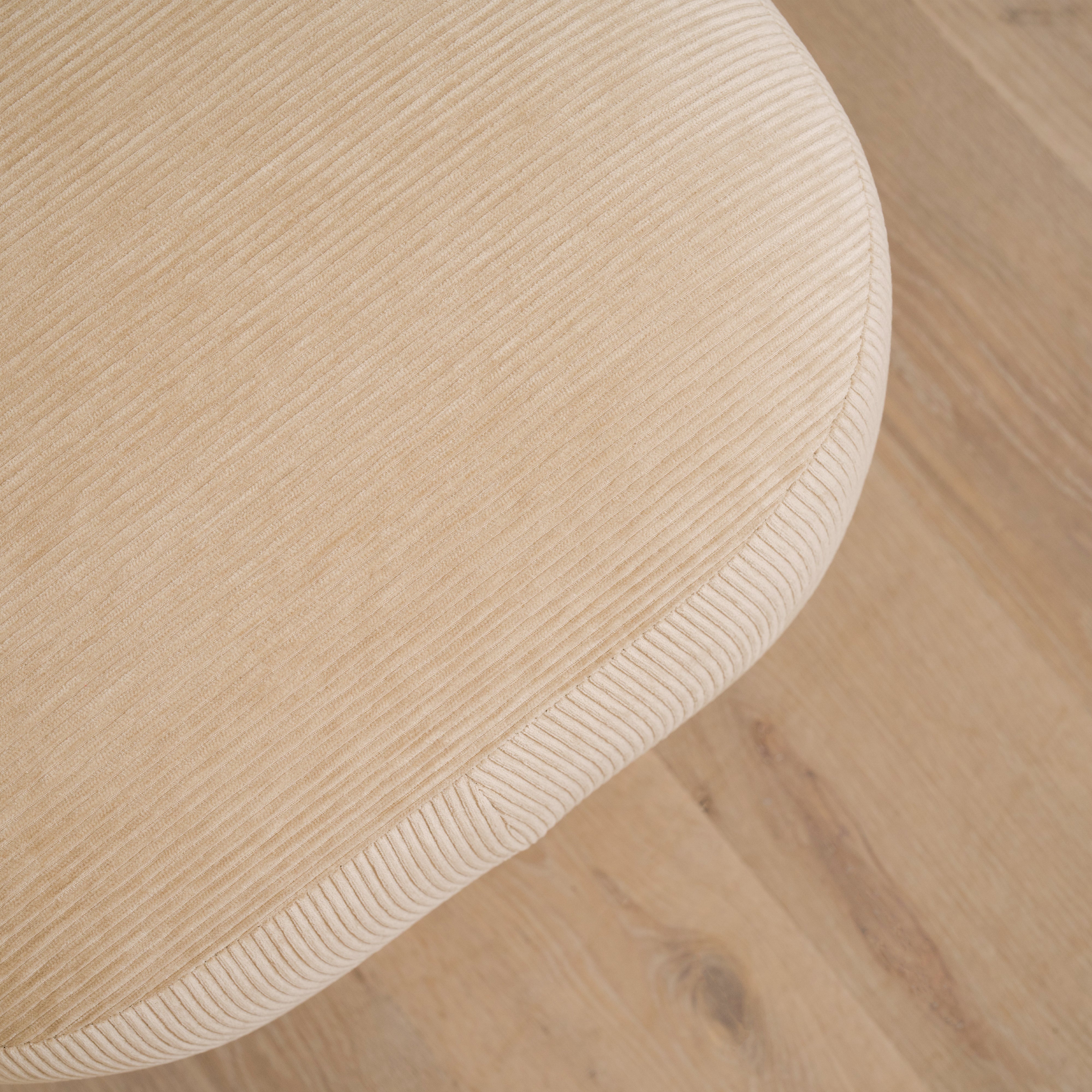 As Shown: 20"L x 20"D x 18"H | Fabric: Mila Cashew | Material: Solid & Engineered Oak | Finish: N/A