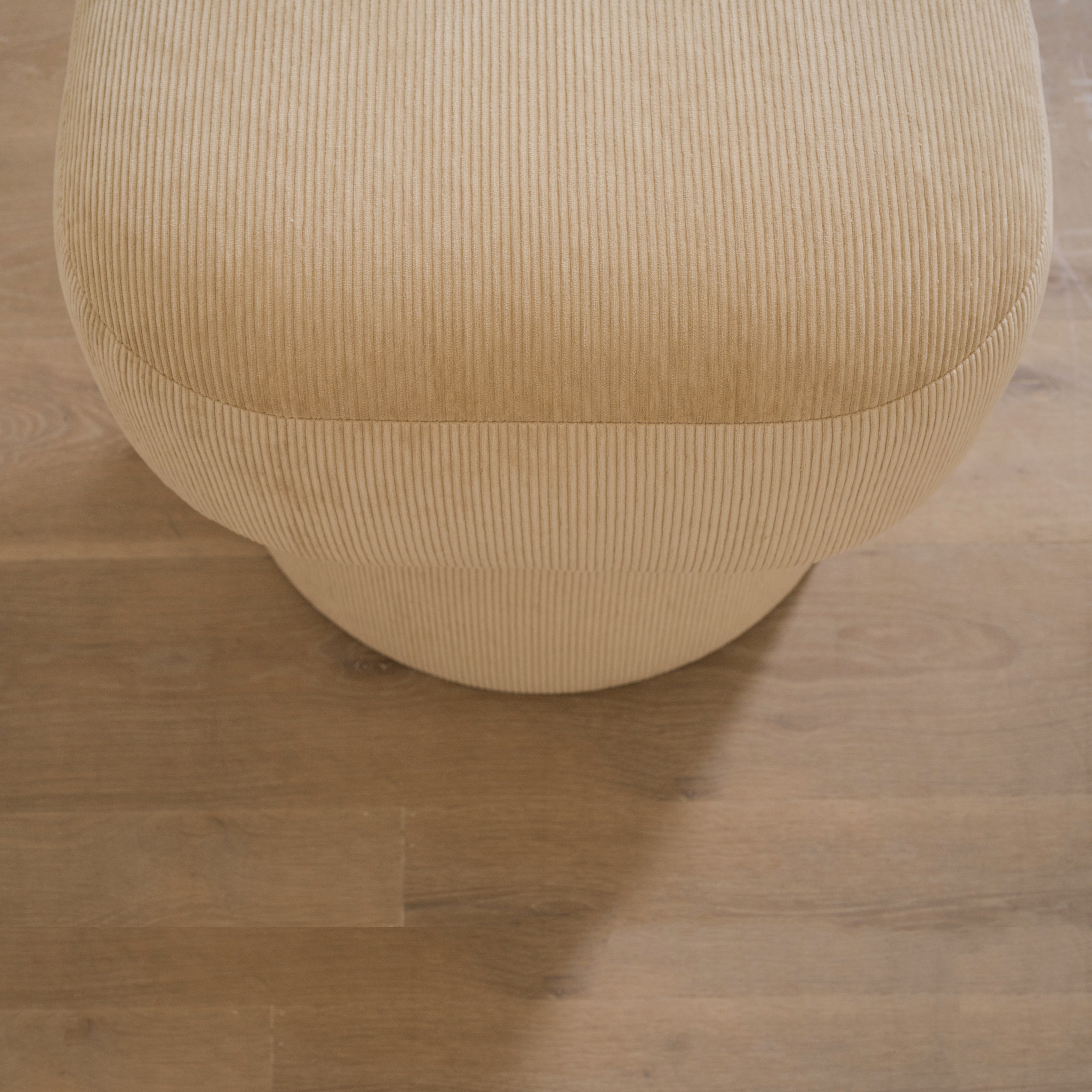 As Shown: 20"L x 20"D x 18"H | Fabric: Mila Cashew | Material: Solid & Engineered Oak | Finish: N/A