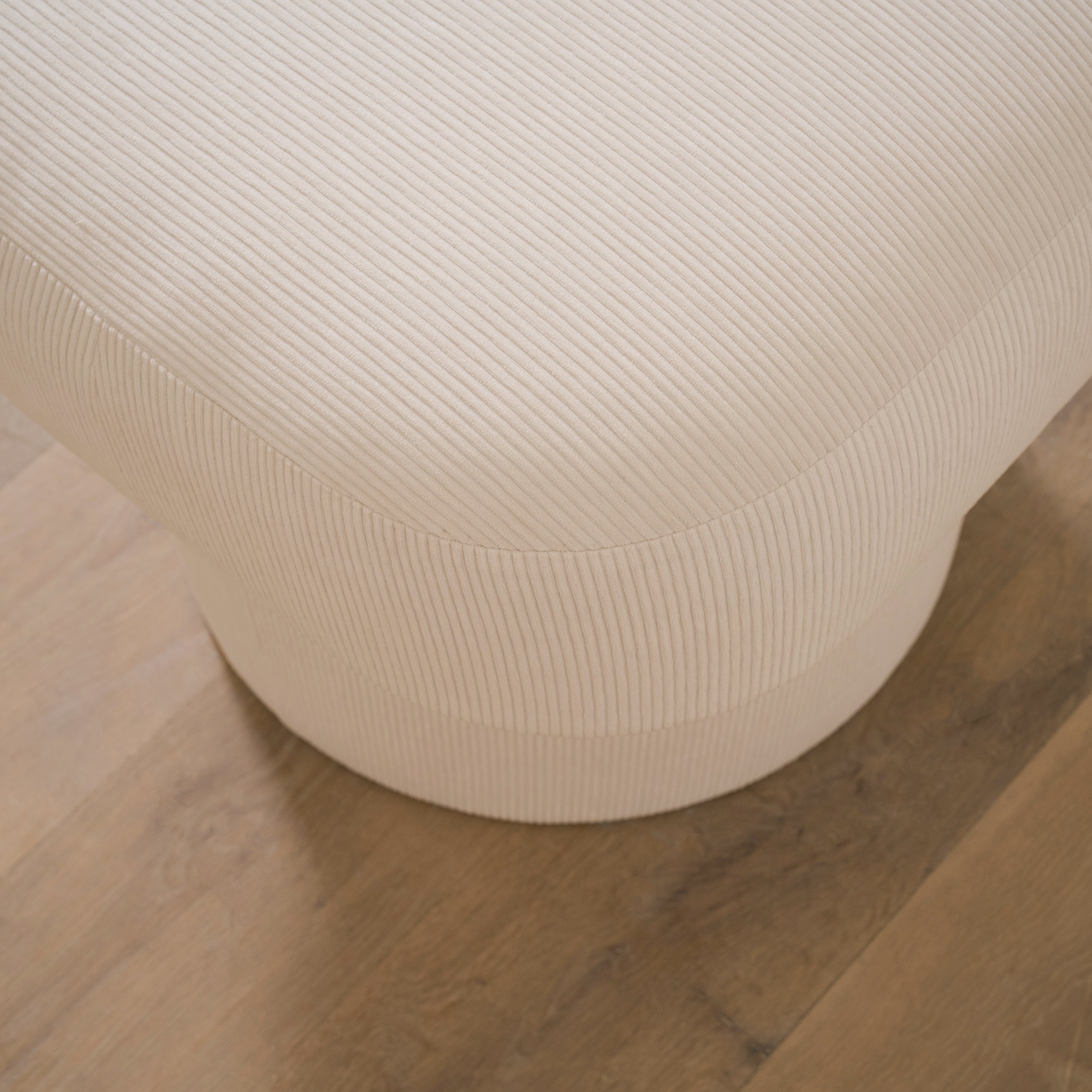 As Shown: 20"L x 20"D x 18"H | Fabric: Mila Sugar | Material: Solid & Engineered Oak | Finish: N/A