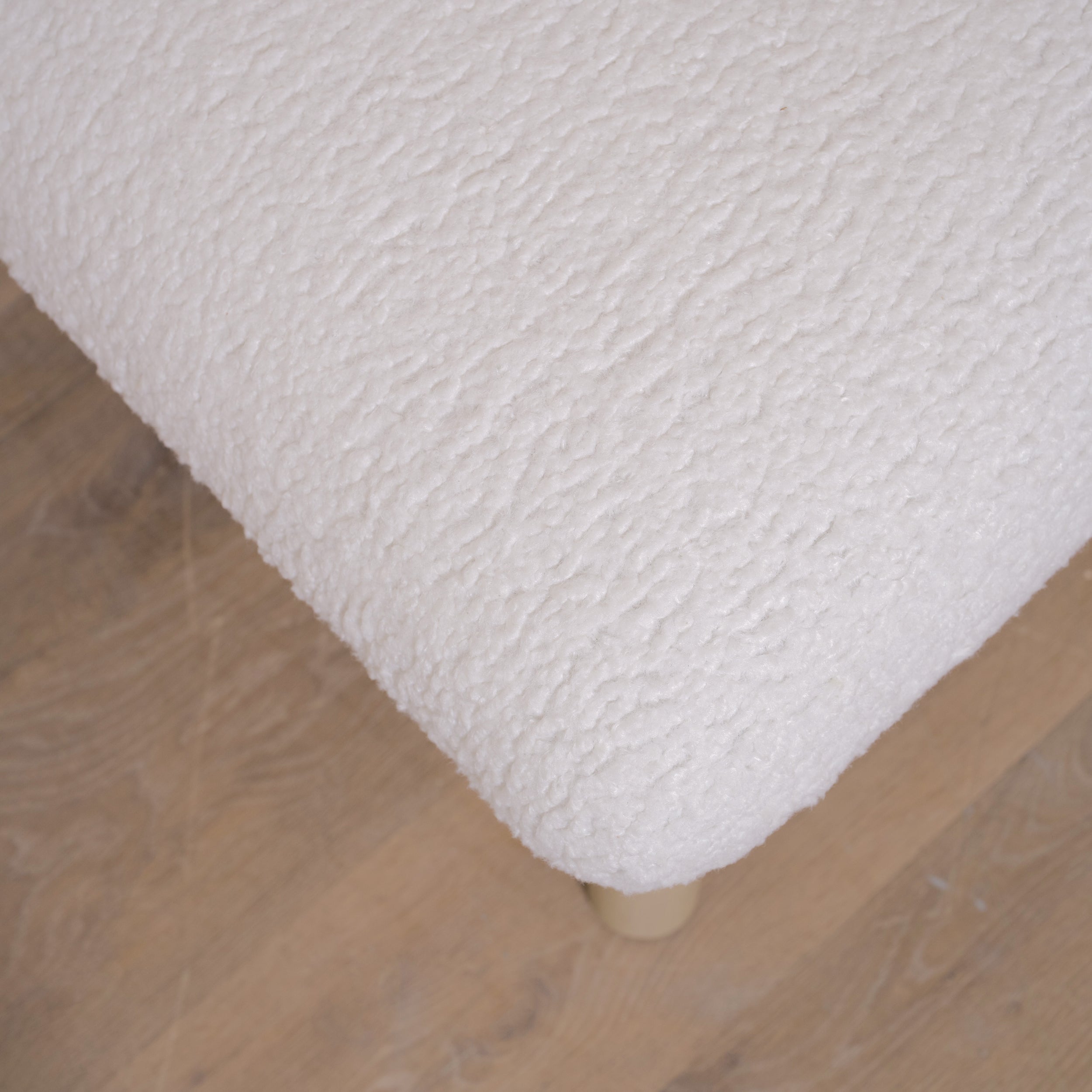 As Shown: 29"W x 22"H x 18"H | Fabric: Sheepskin White | Material: Solid & Engineered Oak | Finish: Sand