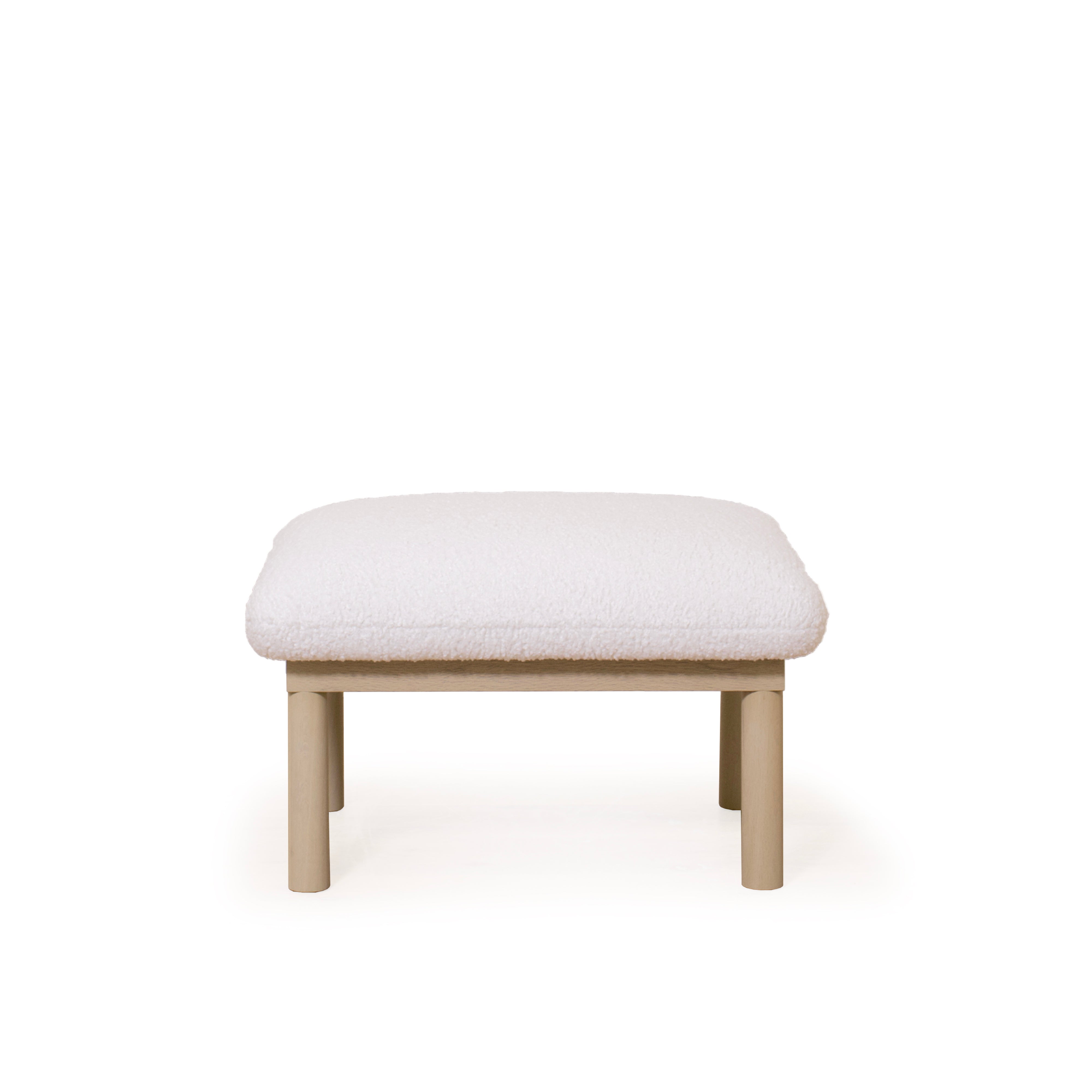 As Shown: 29"L x 22"H x 18"H | Fabric: Sheepskin White | Material: Solid & Engineered Oak | Finish: Sand