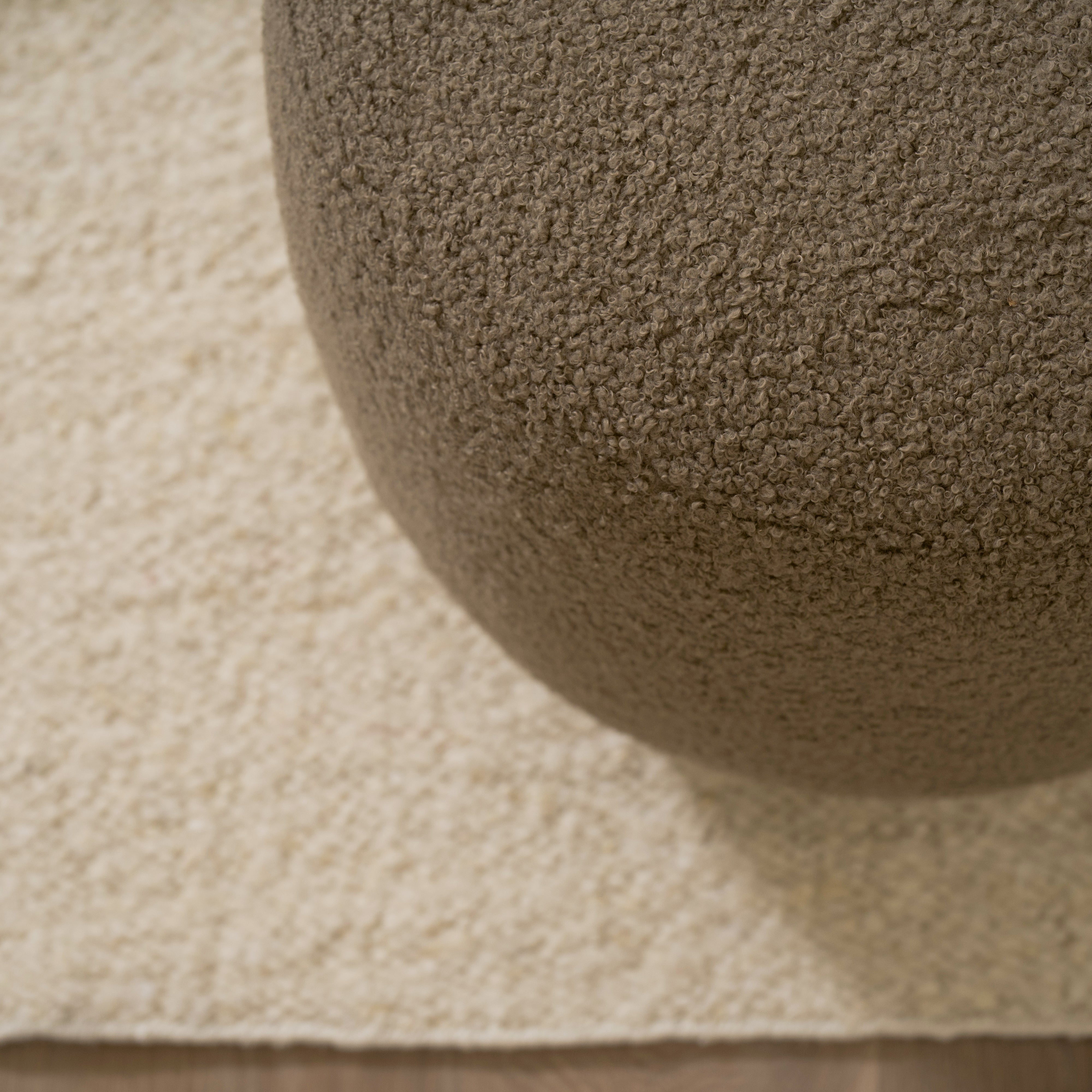 As Shown: 17"Dia x 18"H | Fabric: Peak Cocoa | Material: Solid & Engineered Oak | Finish: Hazel