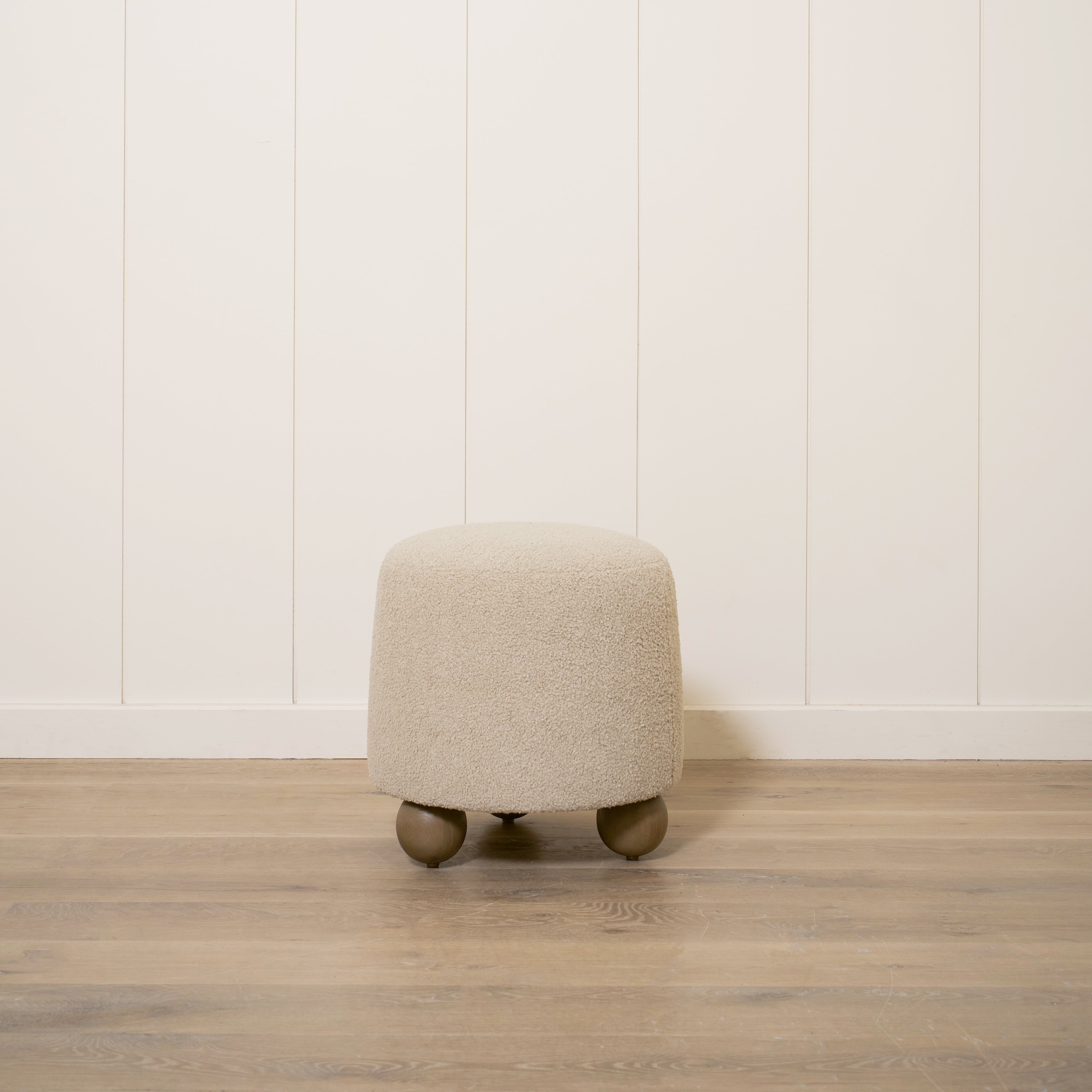 As Shown: 17"Dia x 18"H | Fabric: Peak Taupe | Material: Solid & Engineered Oak | Finish: Hazel