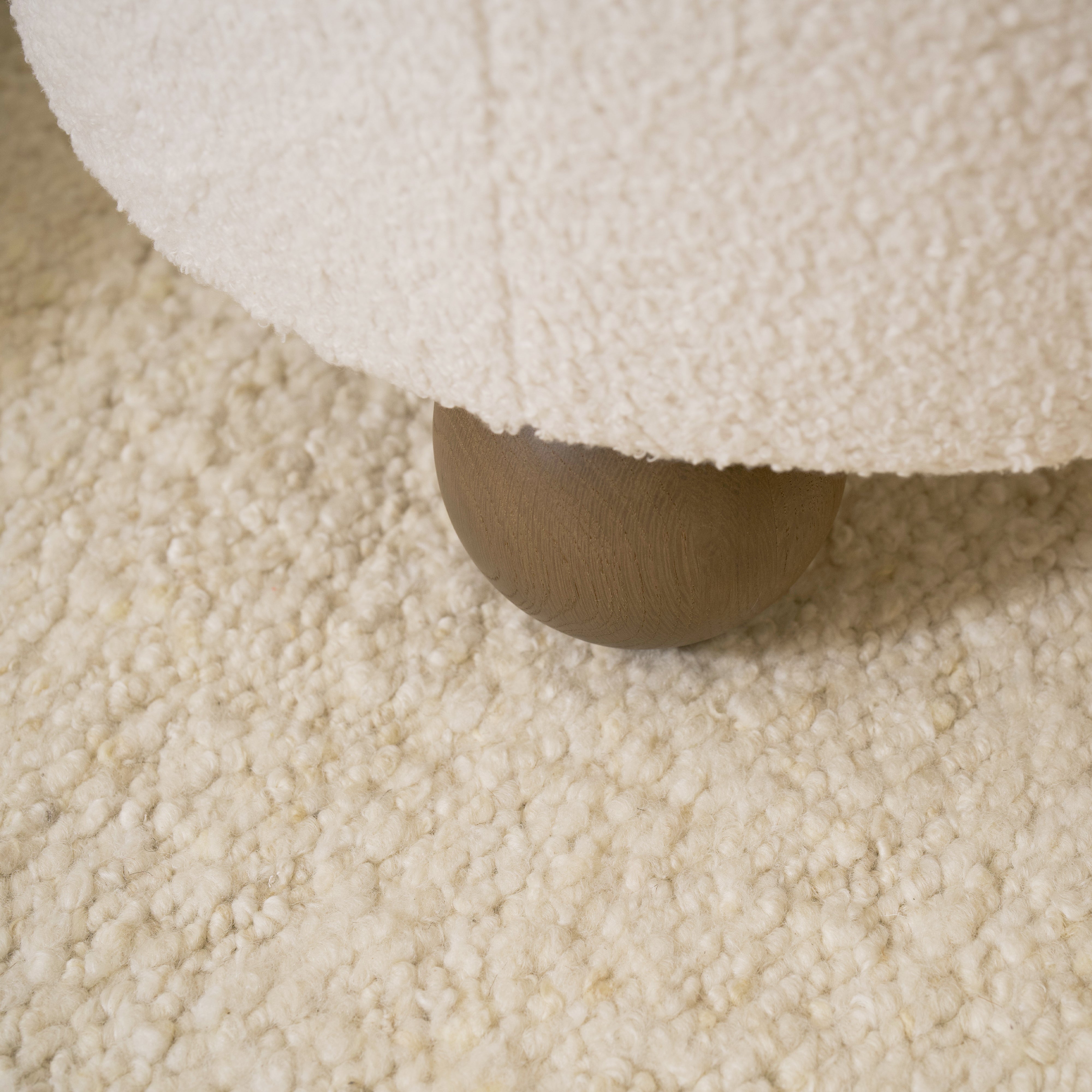 As Shown: 17"Dia x 18"H | Fabric: Peak White | Material: Solid & Engineered Oak | Finish: Hazel