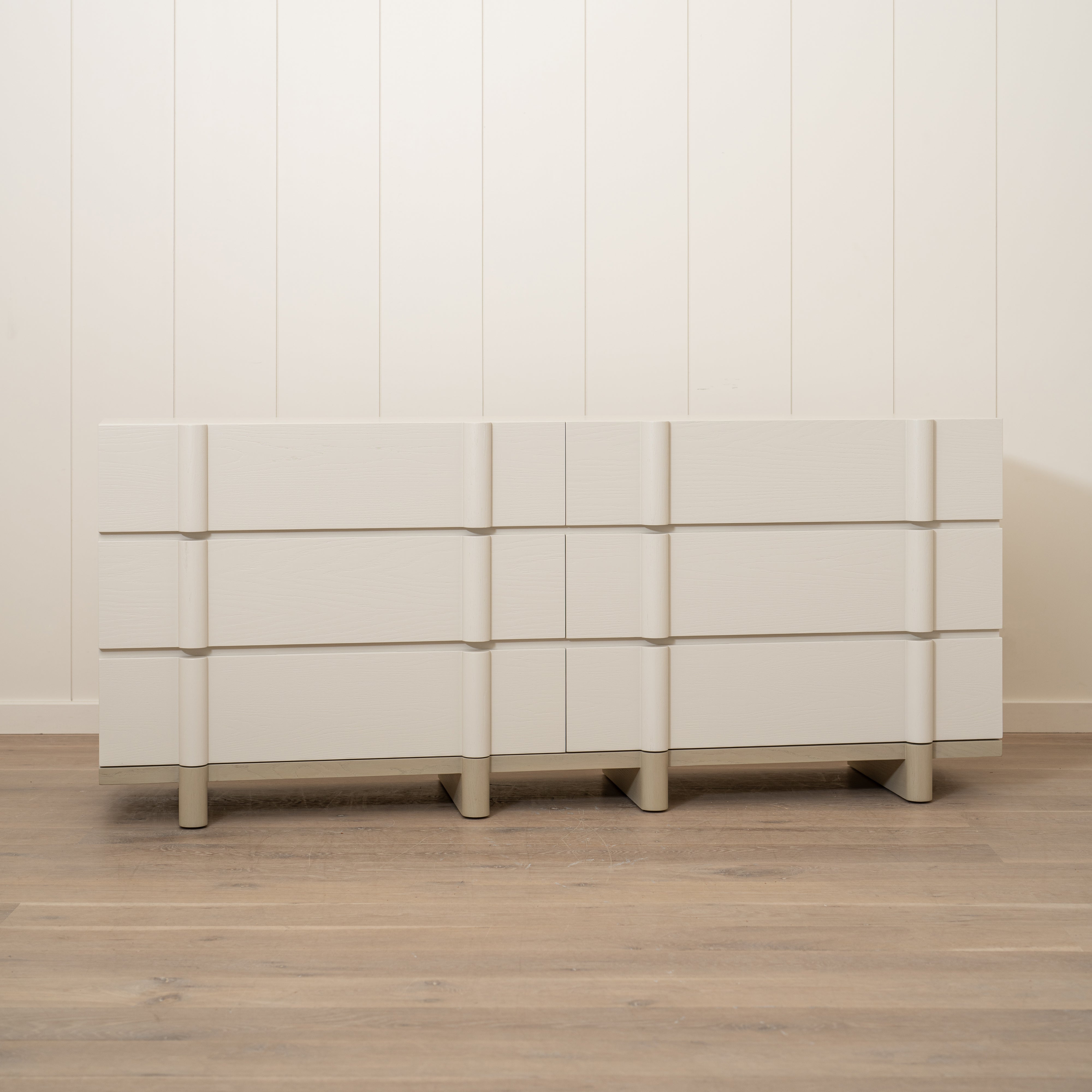 As Shown: Variant 3: (Body) Ash wire brushed in EdgeComb, (Base) Oak stained in Sand,Small