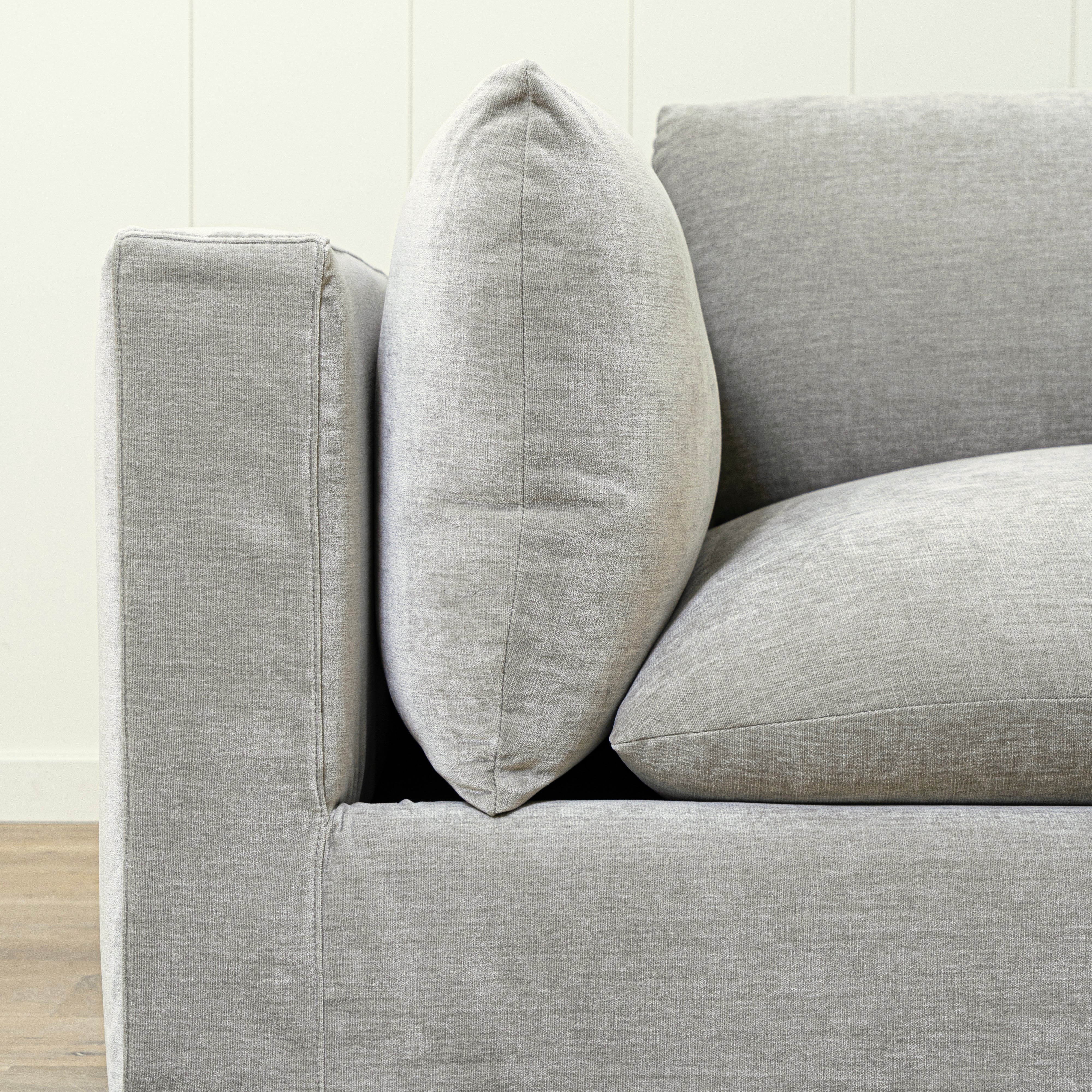 As Shown: Slipcovered Canyon Pewter, Nordic White