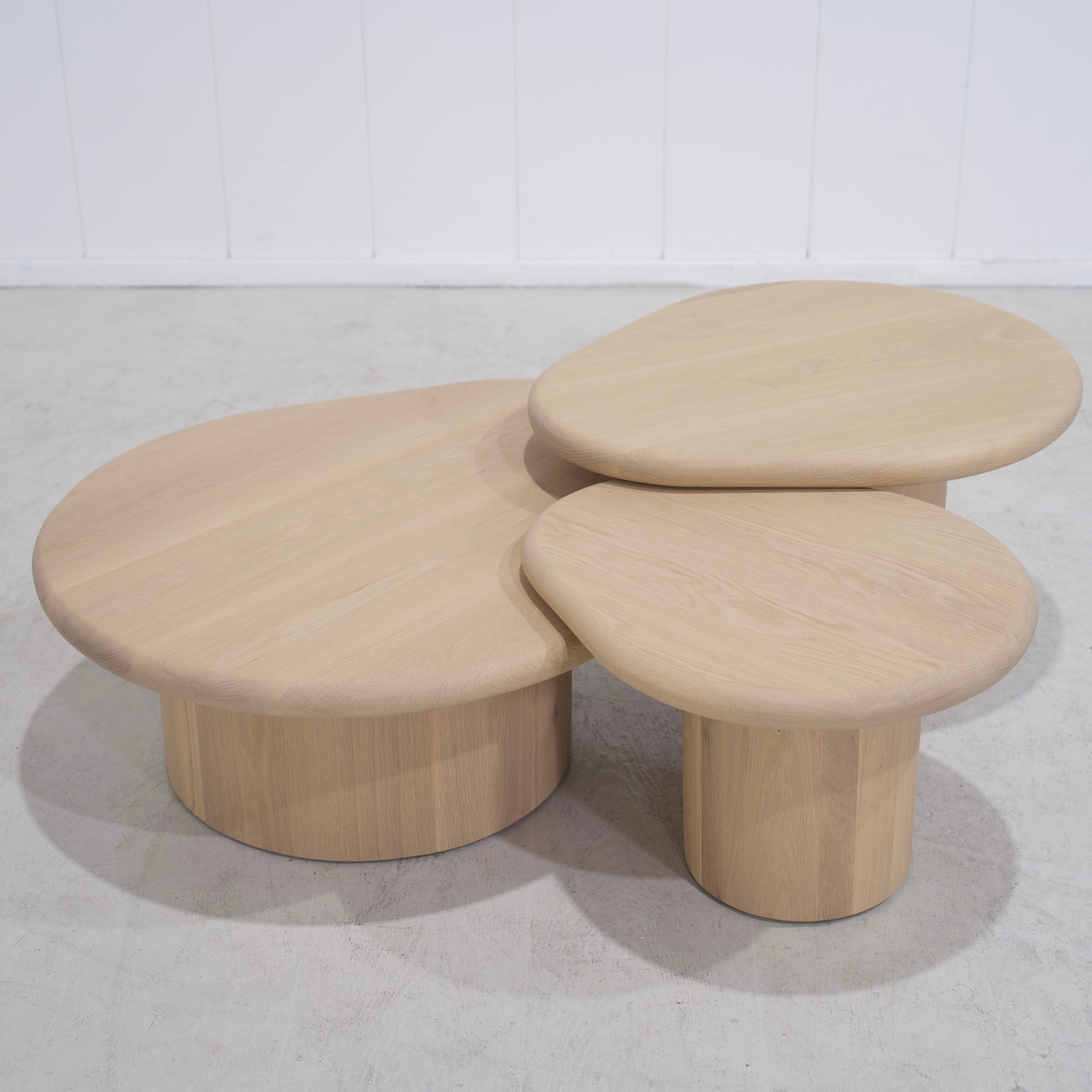 Dimensions: Large: 35"L x 29"D x 12"H, Medium: 28"L x 23"D x 16"H, Small: 23"L x 19"D x 14"H | Material: Solid Oak (Bullnosed Edge) | Finish: Natural