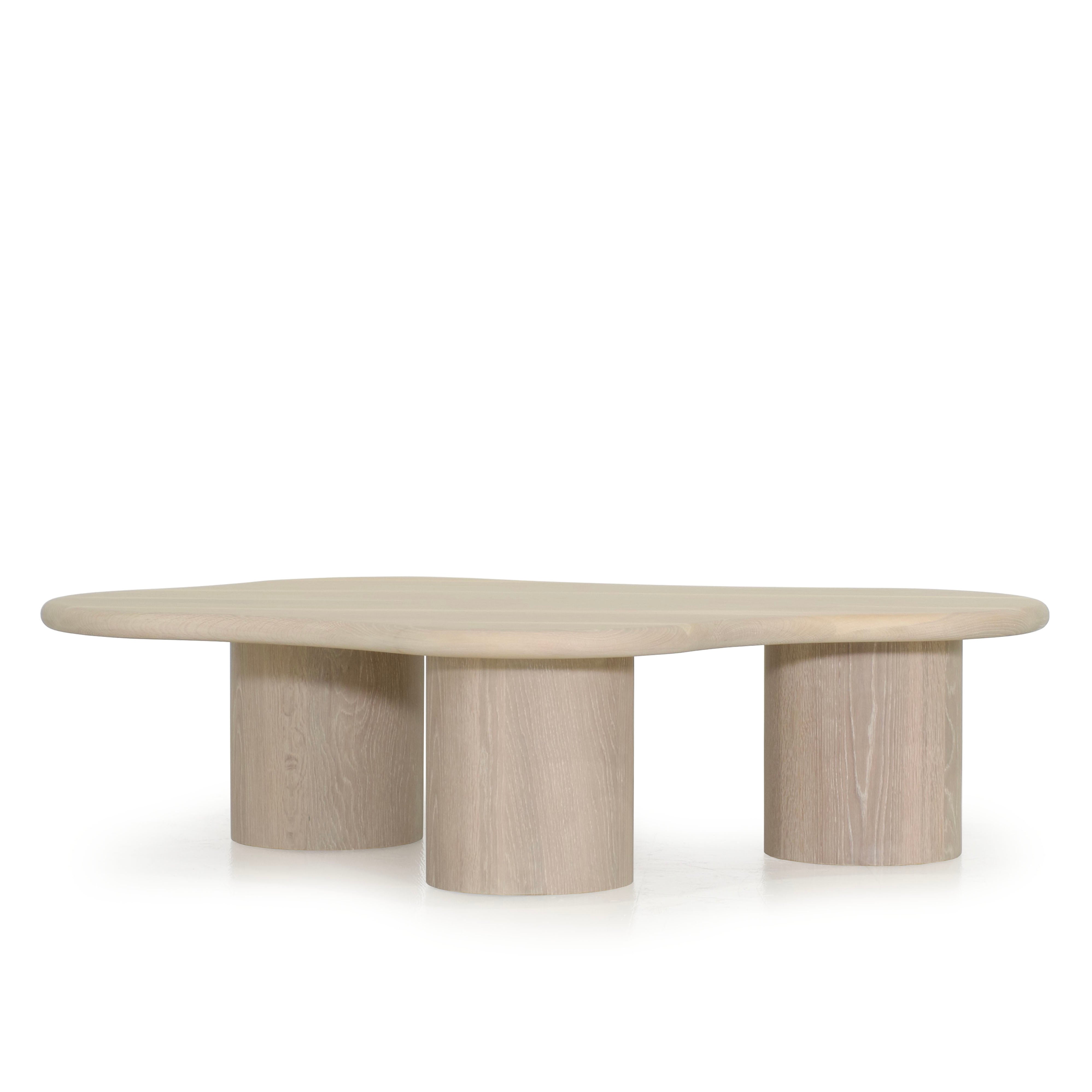 As Shown: 55"W x 41"D x 15"H | Solid White Oak | Bullnosed Edge | Sand