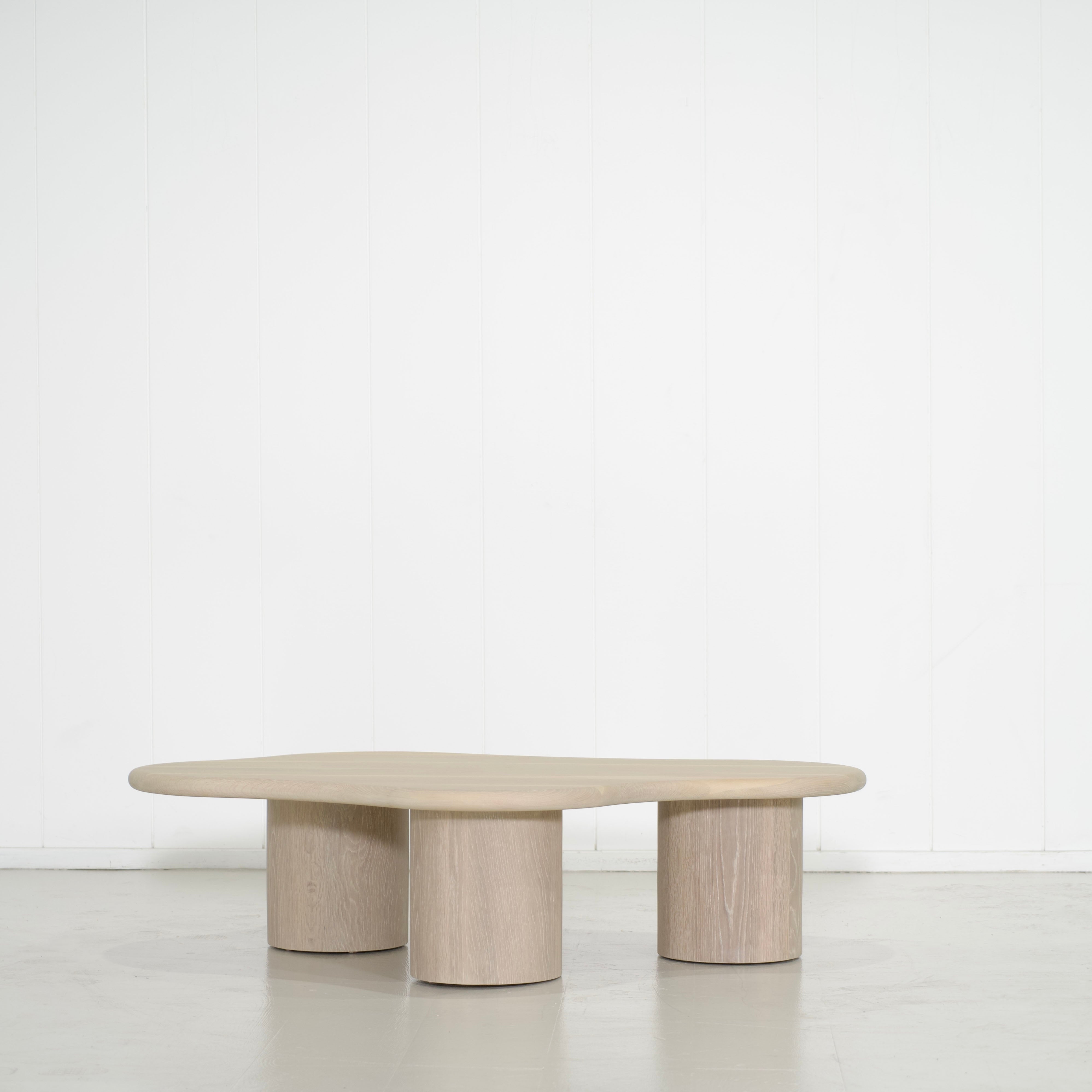 As Shown: 55"W x 41"D x 15"H | Solid White Oak | Bullnosed Edge | Sand