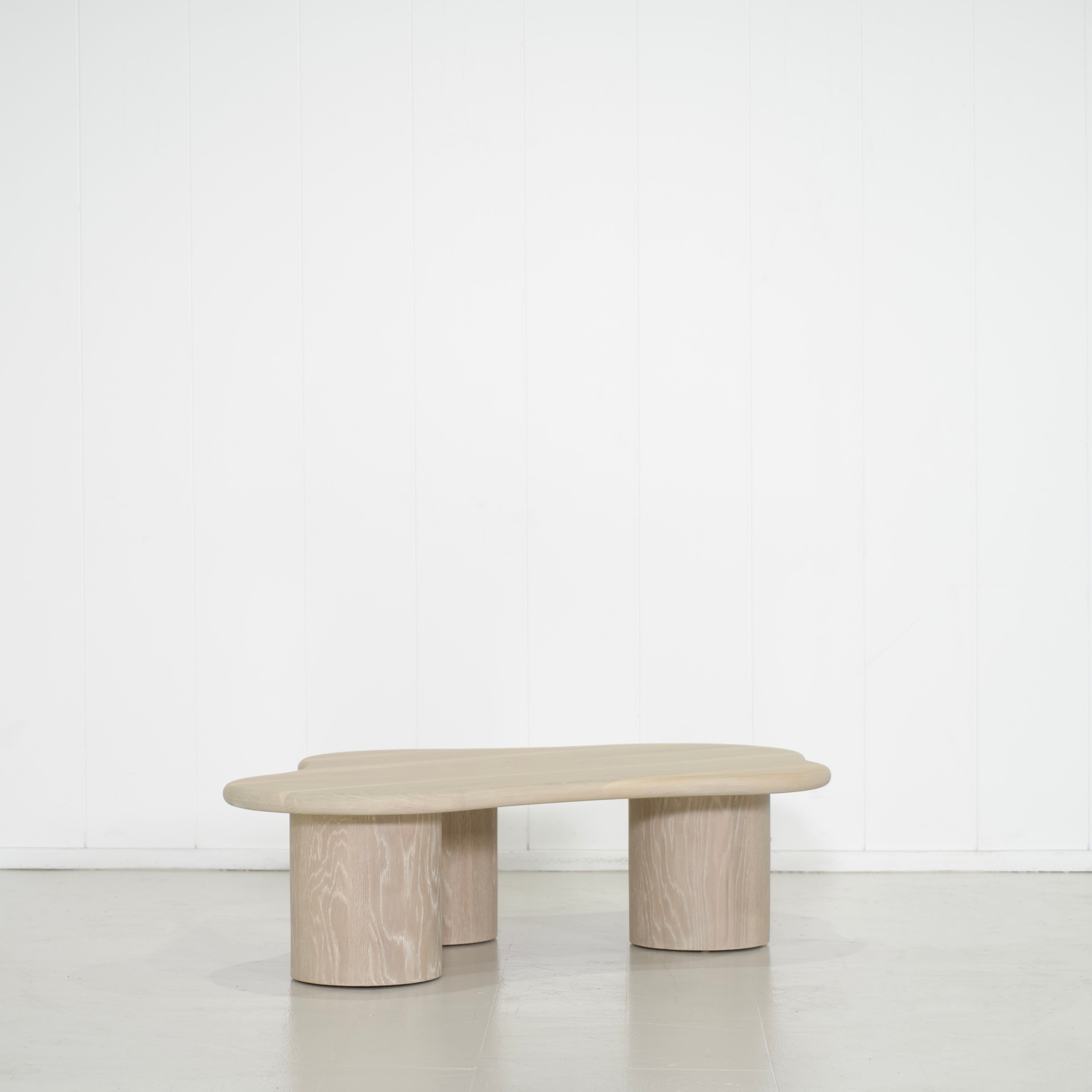 As Shown: 55"W x 41"D x 15"H | Solid White Oak | Bullnosed Edge | Sand