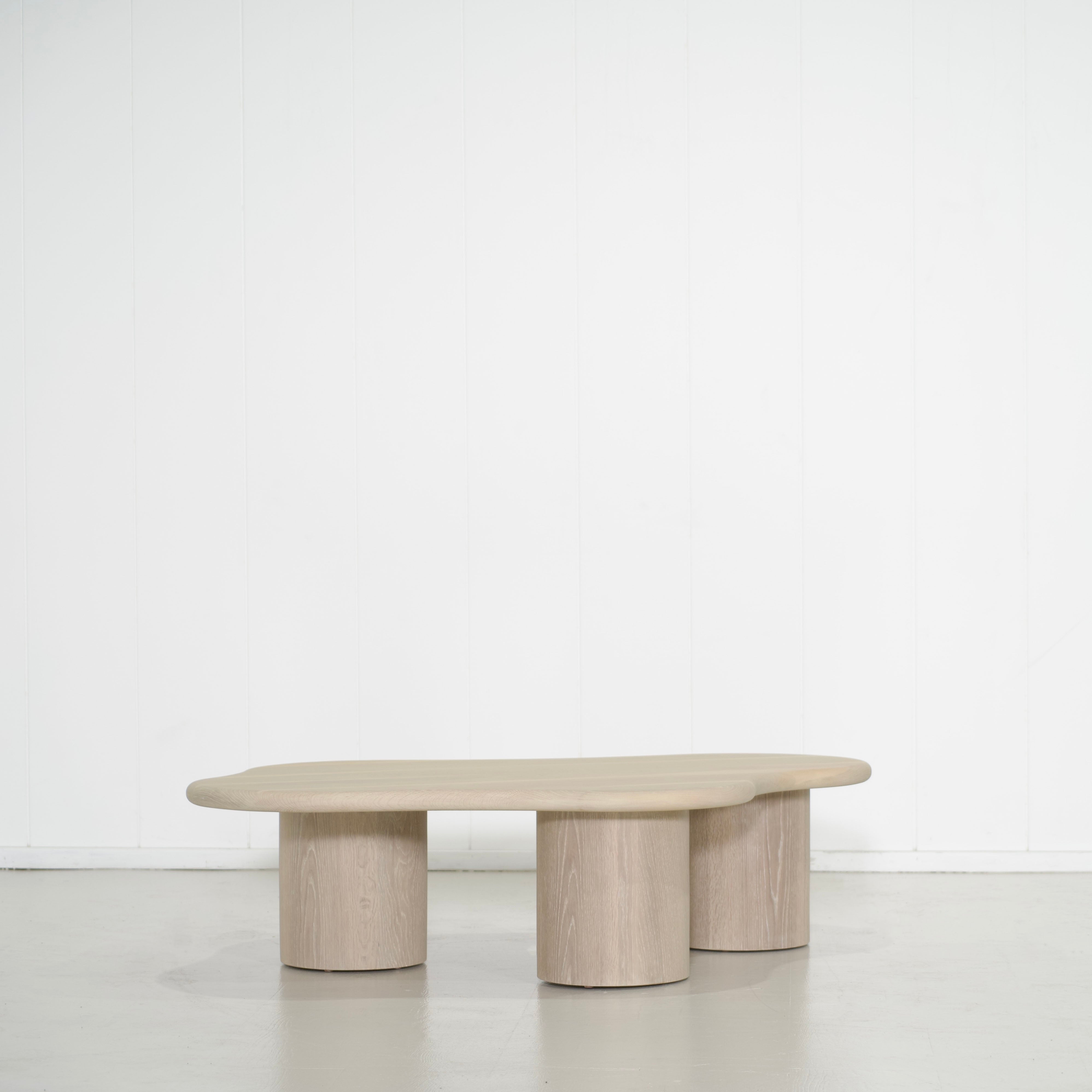 As Shown: 55"W x 41"D x 15"H | Solid White Oak | Bullnosed Edge | Sand