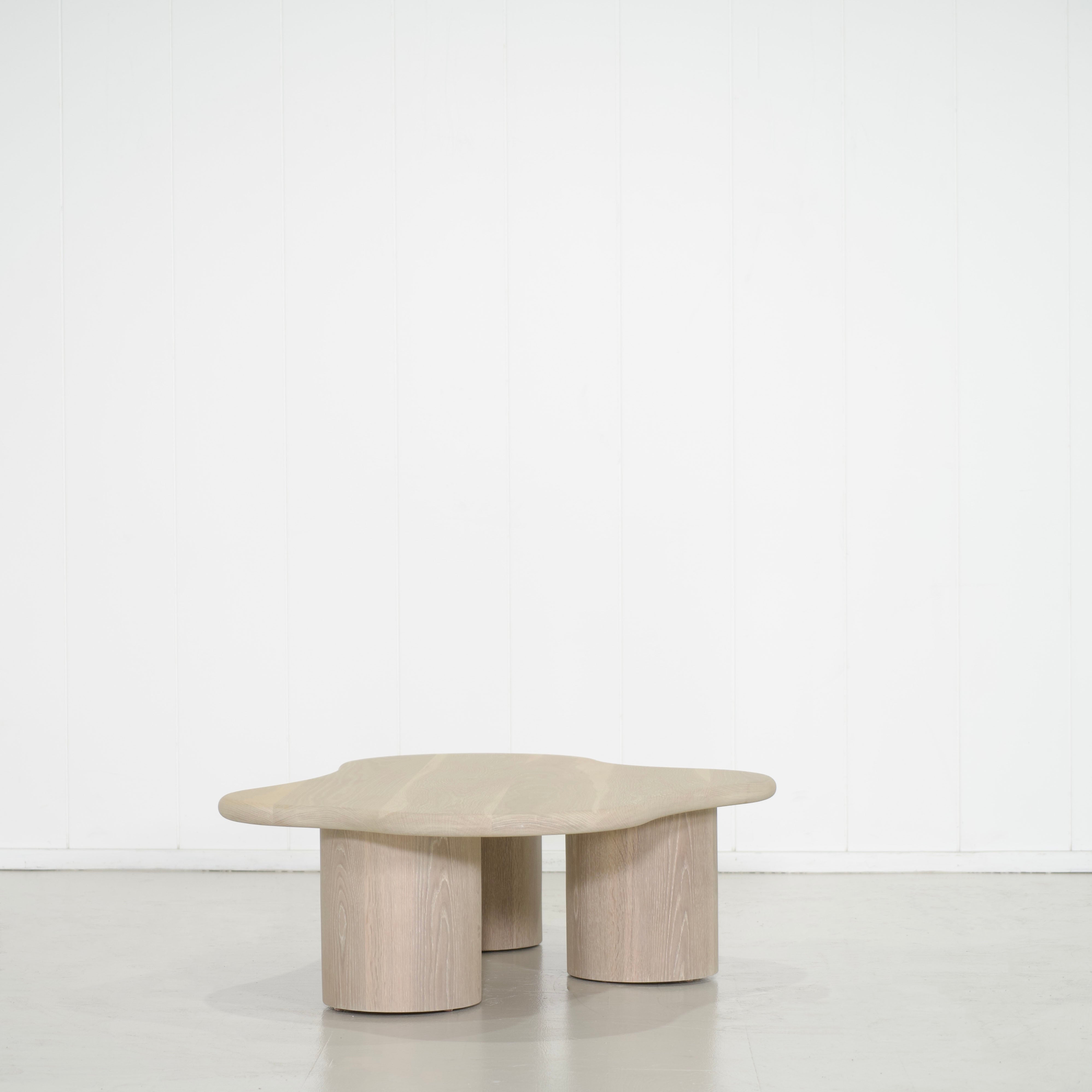 As Shown: 55"W x 41"D x 15"H | Solid White Oak | Bullnosed Edge | Sand