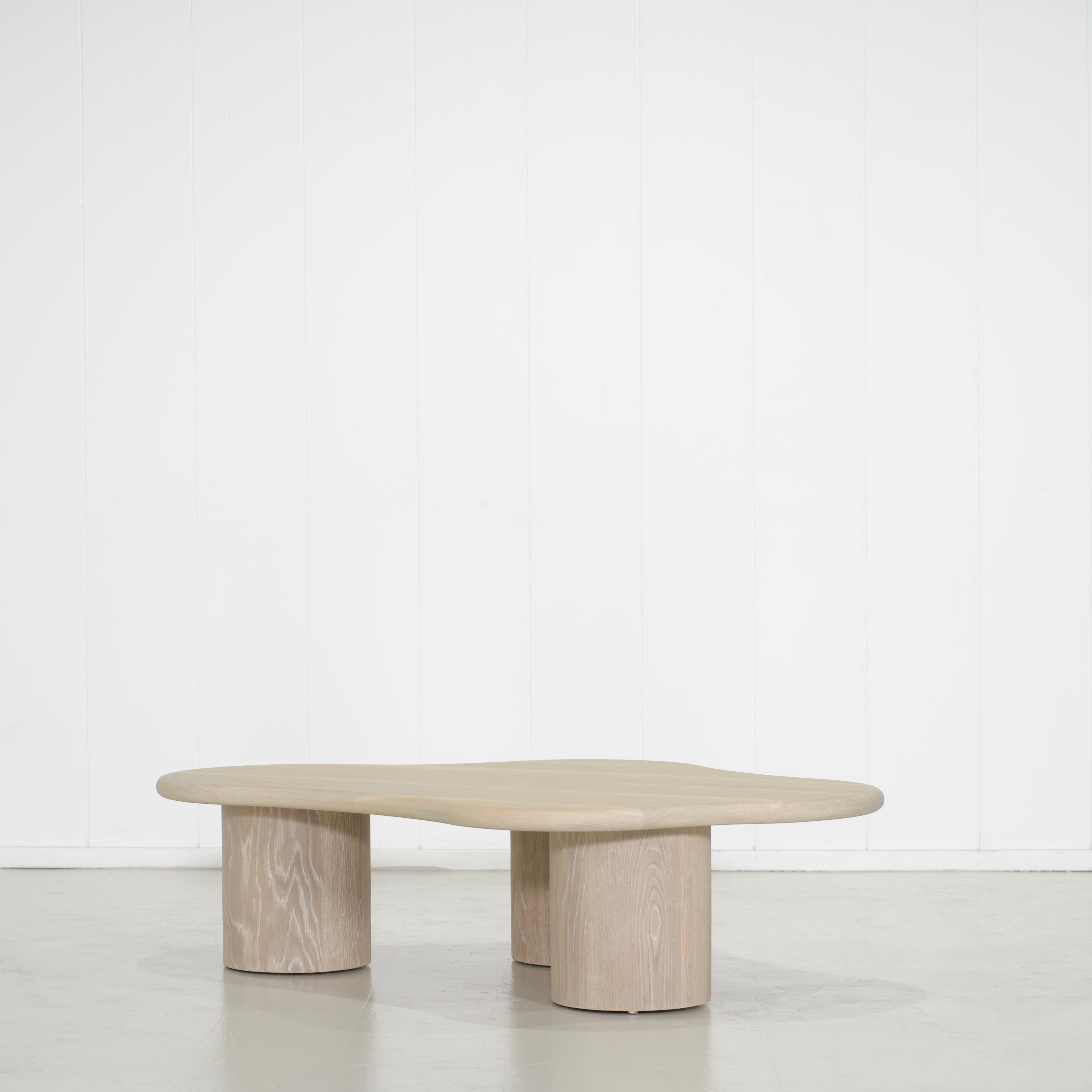 As Shown: 55"W x 41"D x 15"H | Solid White Oak | Bullnosed Edge | Sand