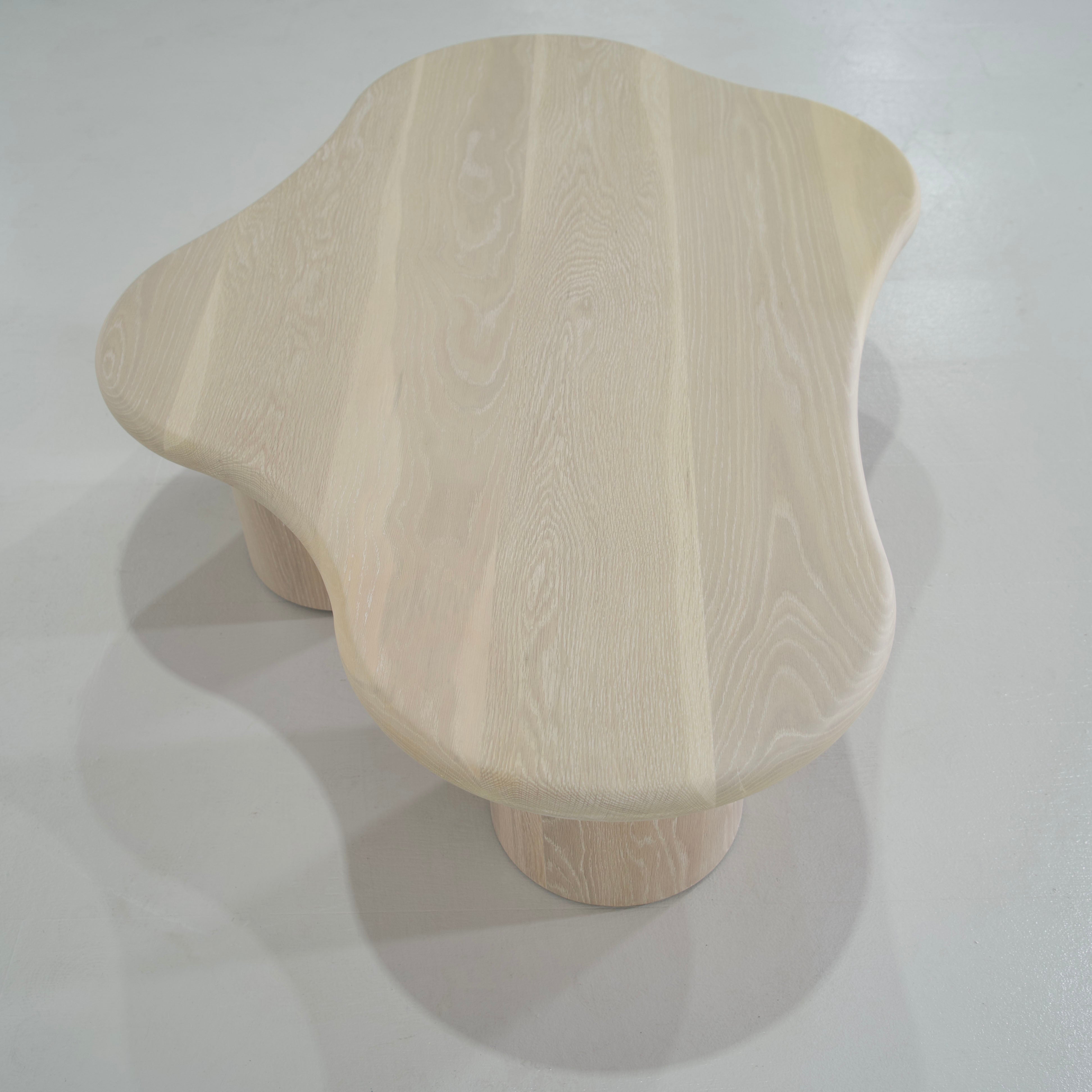 As Shown: 55"W x 41"D x 15"H | Solid White Oak | Bullnosed Edge | Sand