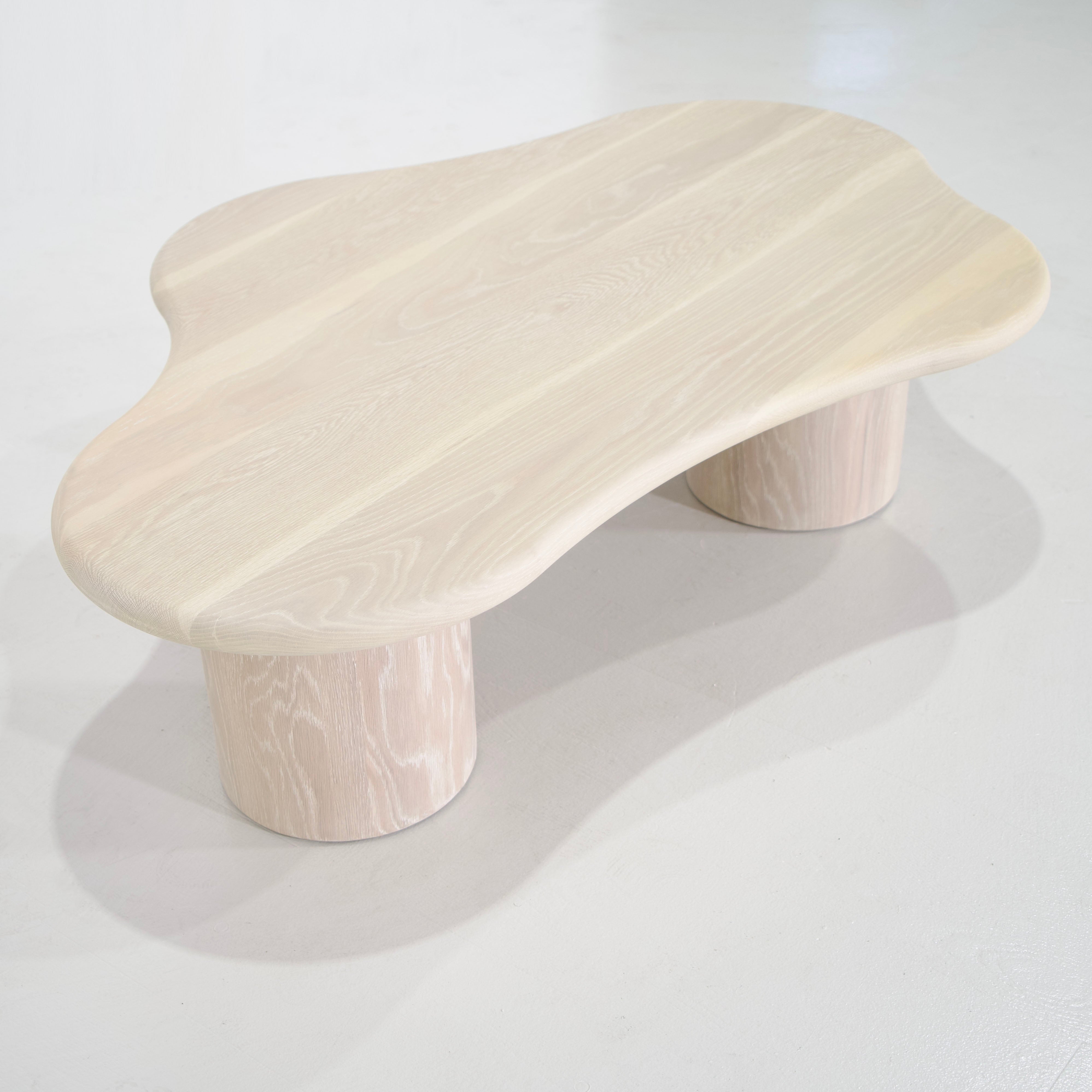 As Shown: 55"W x 41"D x 15"H | Solid White Oak | Bullnosed Edge | Sand