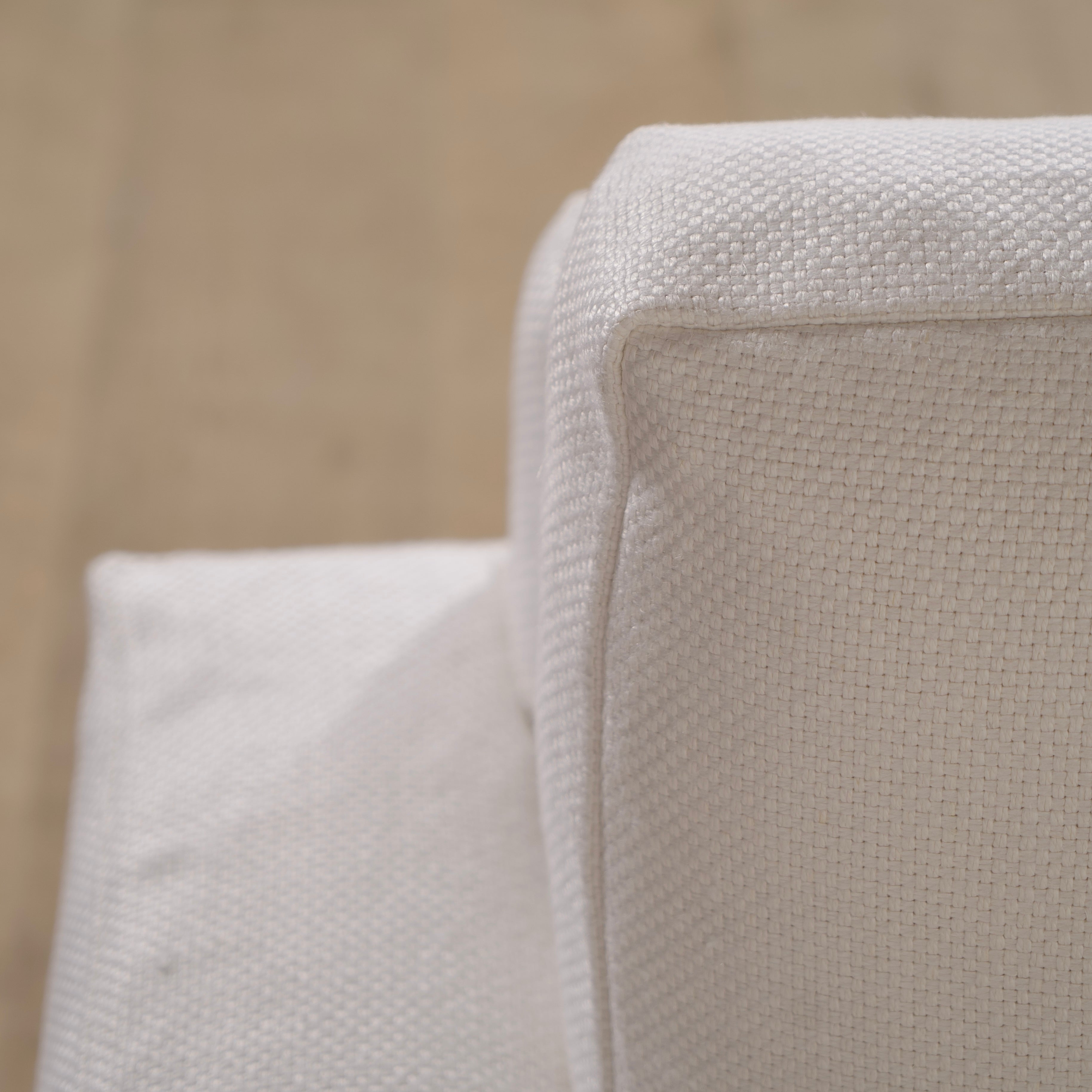 As Shown: slipcovered in COM fabric (Monte White), oak legs finished in Mint White Natural.