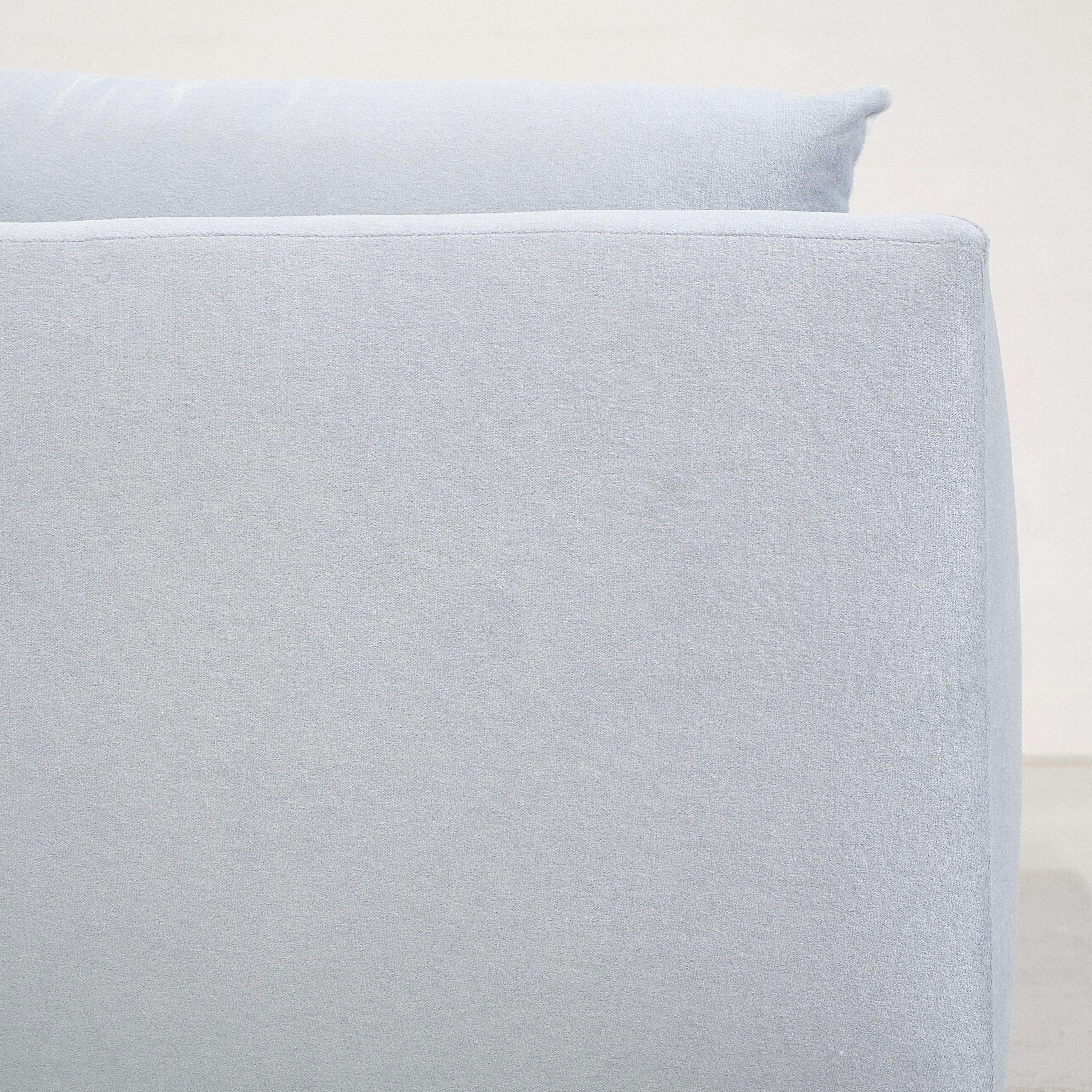 As Shown: in COM, legs finished in Mint White Super White.