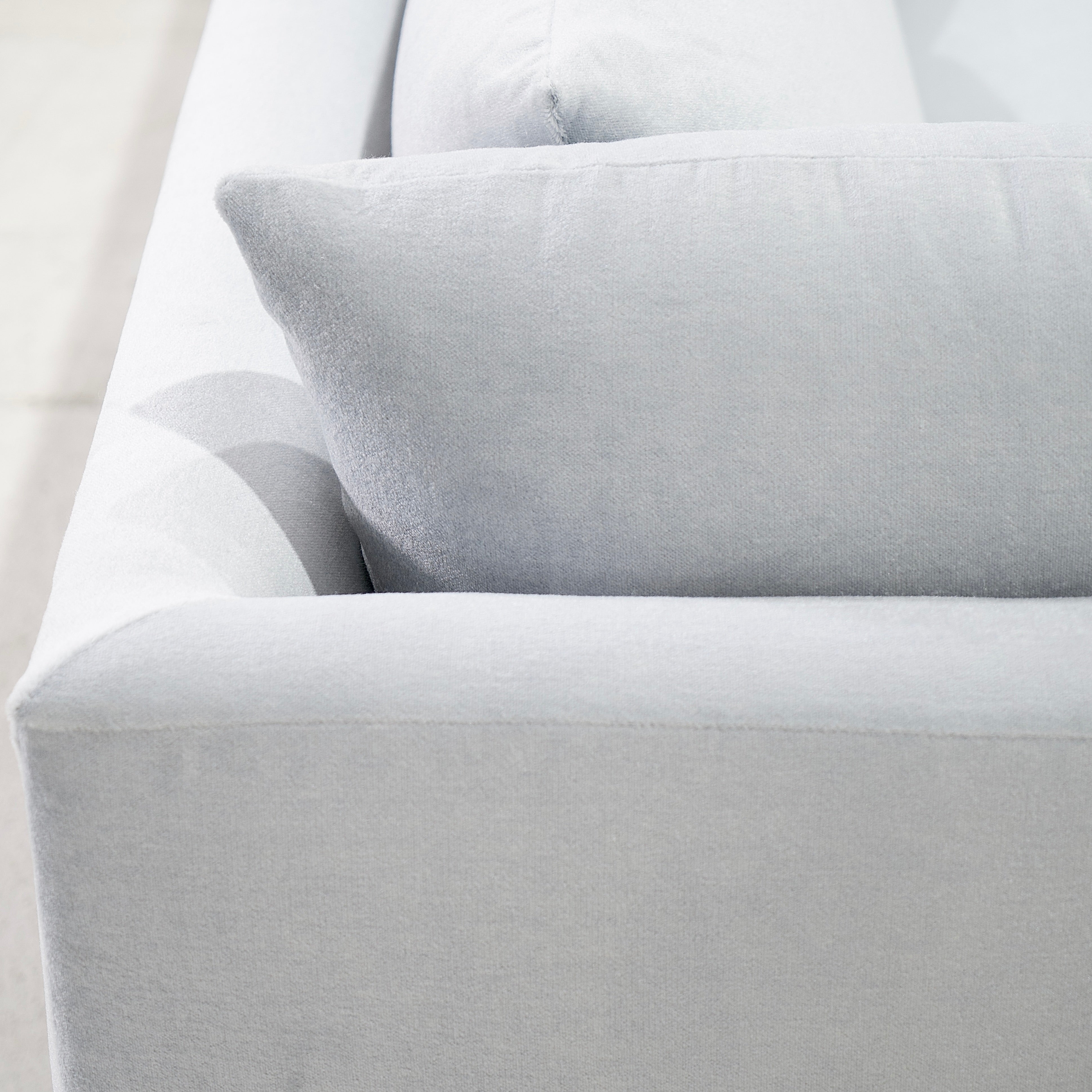 As Shown: in COM, legs finished in Mint White Super White.