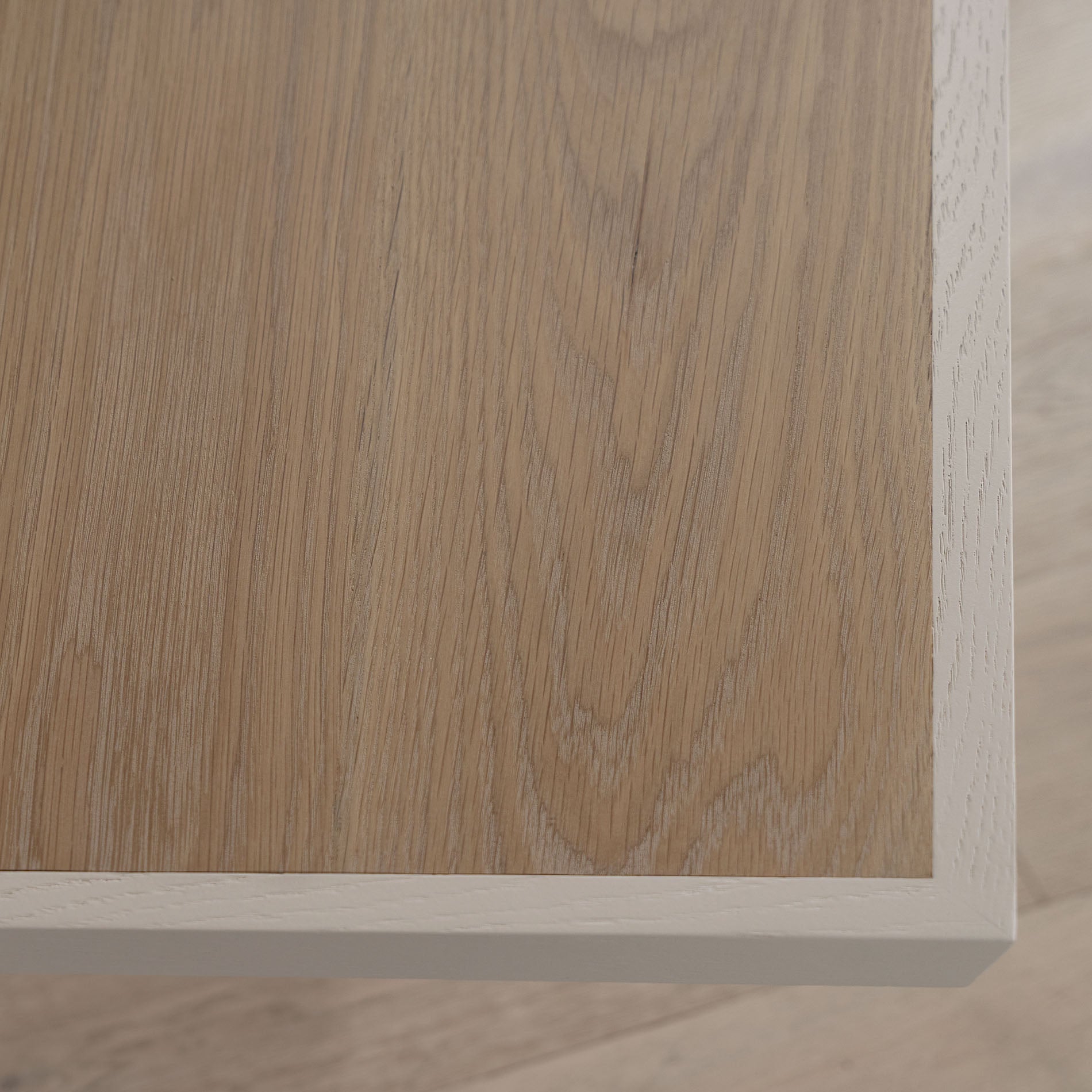 As Shown: 108"W x 60"D x 30"H | Material: Solid Oak | Finish: Natural | Painted Lines: Wire Brushed Figueroa