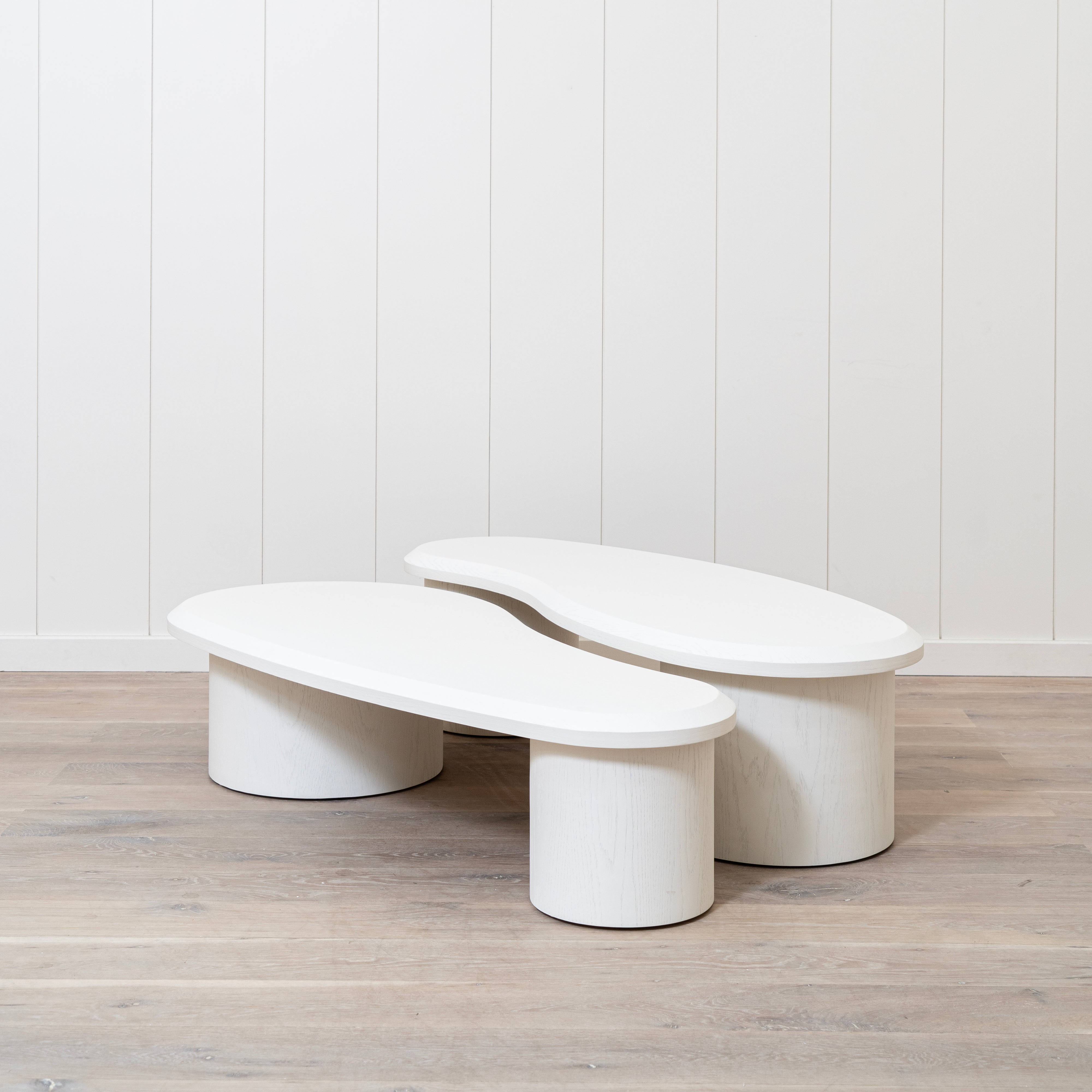 Dimensions: Sylvia Tall: 54.5"W x 21"D x 16"H + Sylvia Short: 53.5"W x 23"D 14"H
| Material: Engineered Ash | Finish: Wire Brushed Figueroa