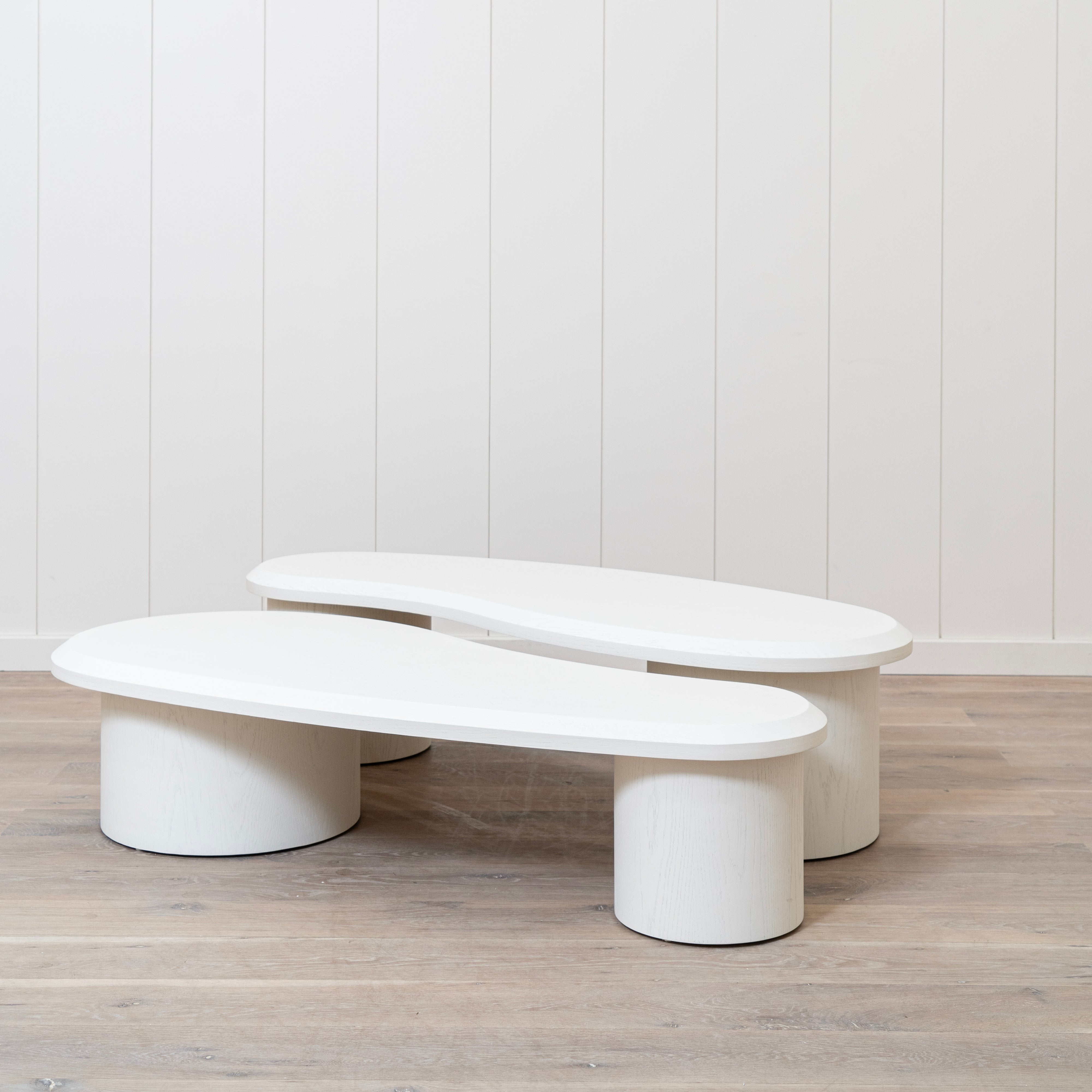 Dimensions: Sylvia Tall: 54.5"W x 21"D x 16"H + Sylvia Short: 53.5"W x 23"D 14"H
| Material: Engineered Ash | Finish: Wire Brushed Figueroa