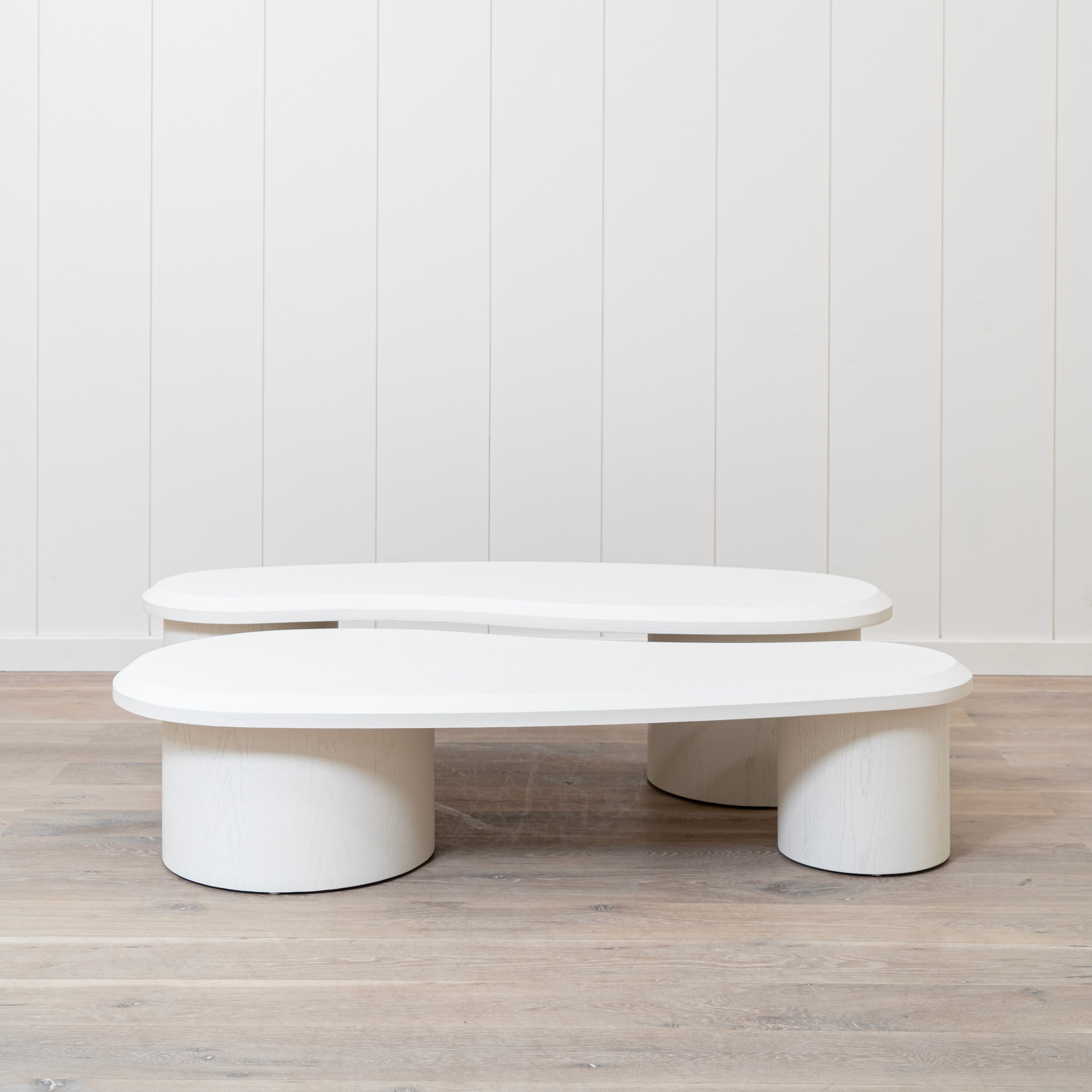 Dimensions: Sylvia Tall: 54.5"W x 21"D x 16"H + Sylvia Short: 53.5"W x 23"D 14"H
| Material: Engineered Ash | Finish: Wire Brushed Figueroa