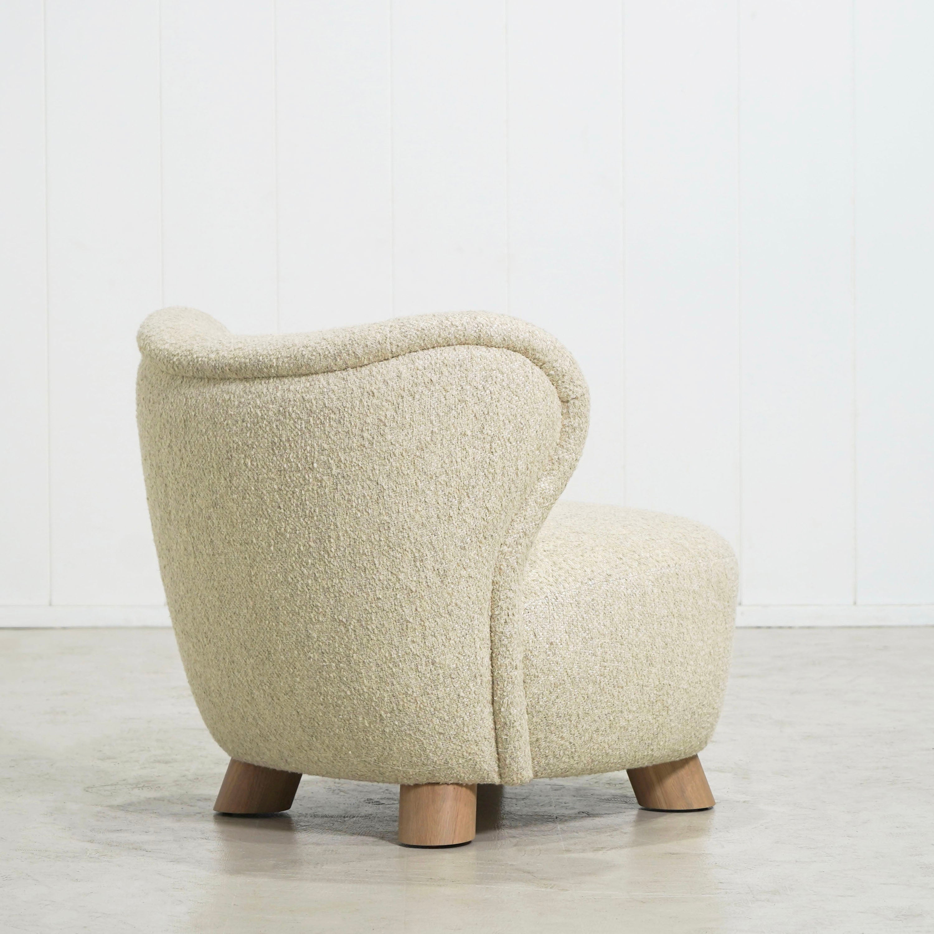 As Shown: 34"W x 35"D x 32"H | Style: Upholstered | Fabric: Berber Natural | Base: Legs | Finish: Smoke (Discontinued)