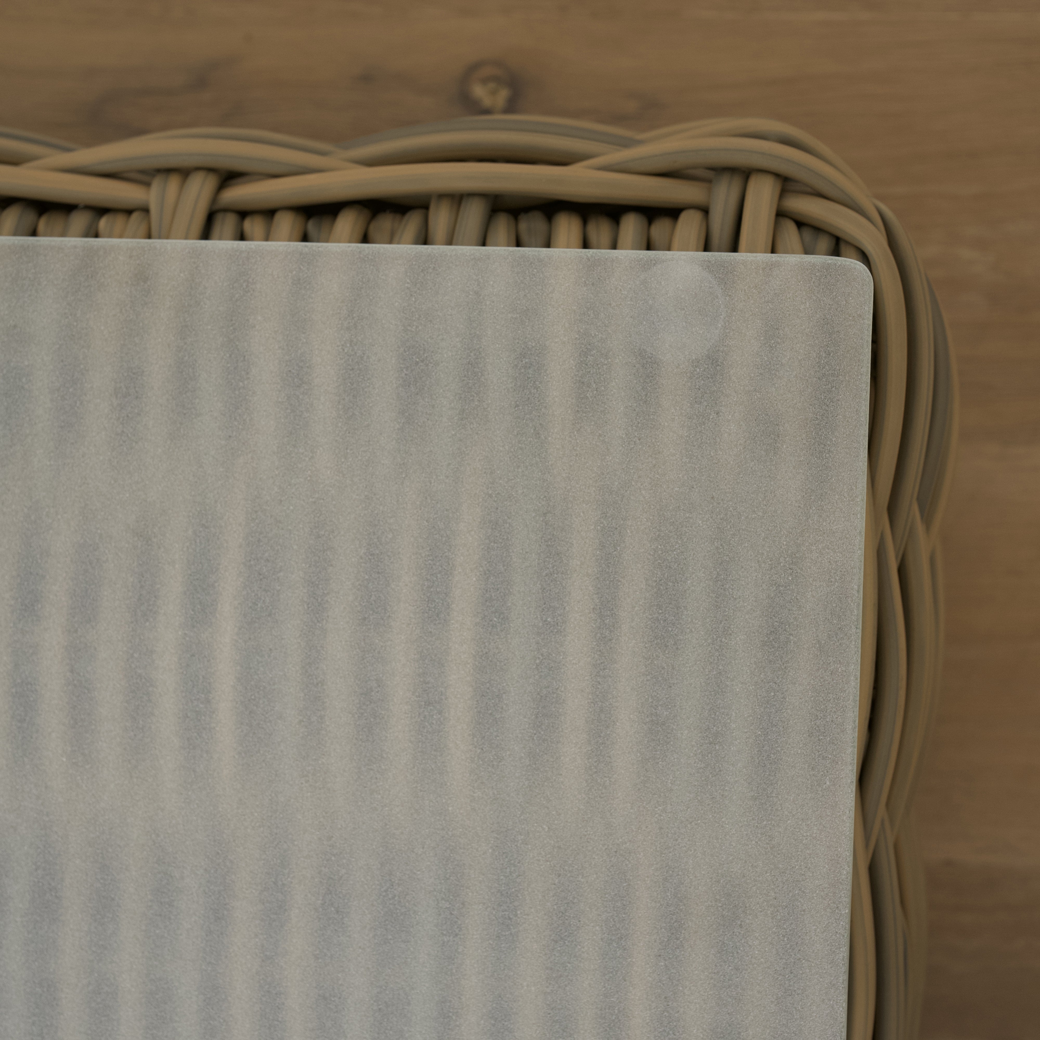 As Shown
Glass, Aluminum/Wicker