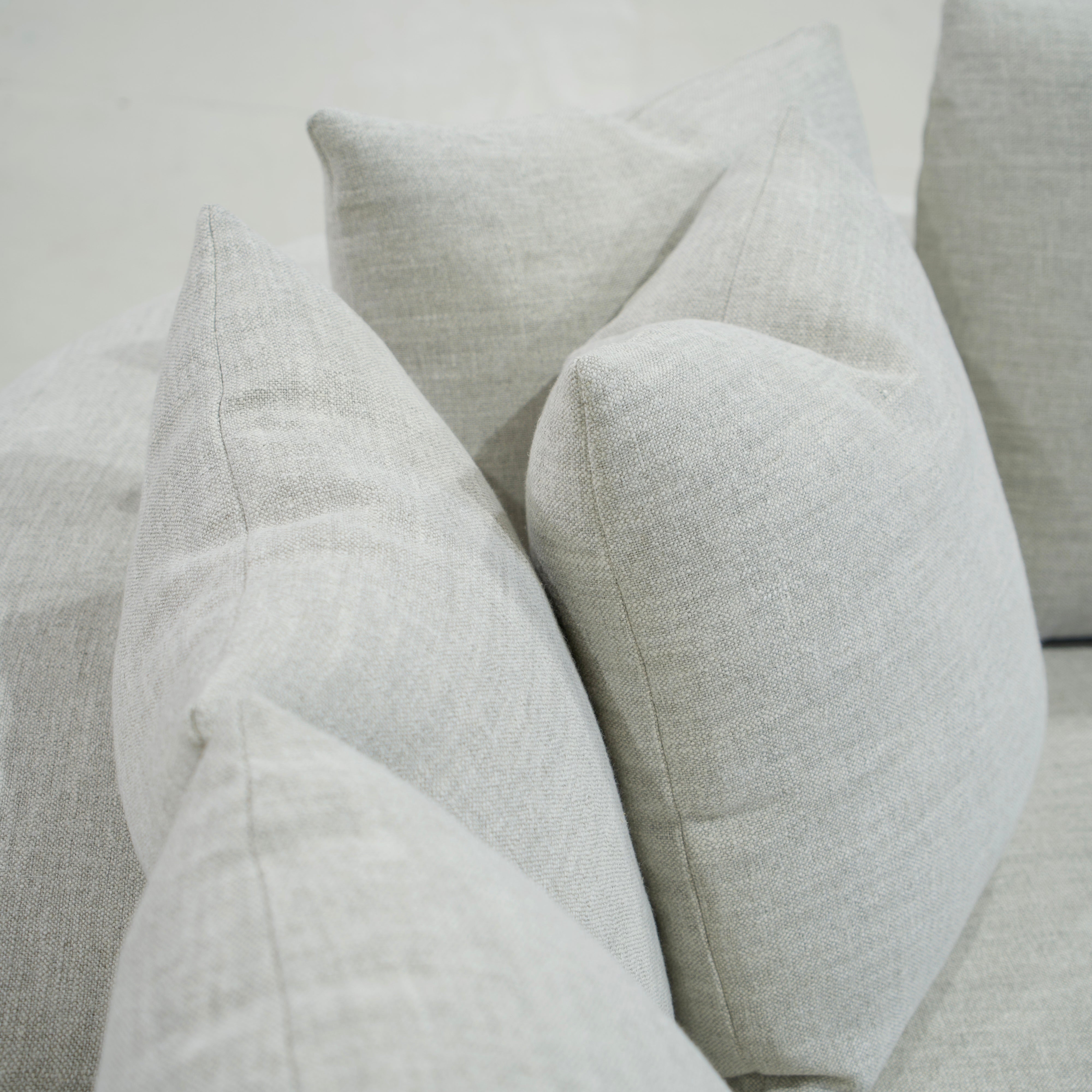 As Shown: in Belgian Fog. Oak finished in Mint White Super White.